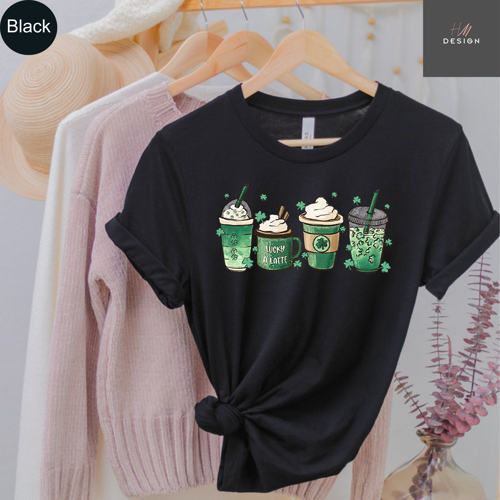 Coffee St Patricks Day shirt, Womens Cute St Patty's Day Shirt, Lucky latte Green Shirt, Irish Shamrock clover shirt, women St Patricks tee