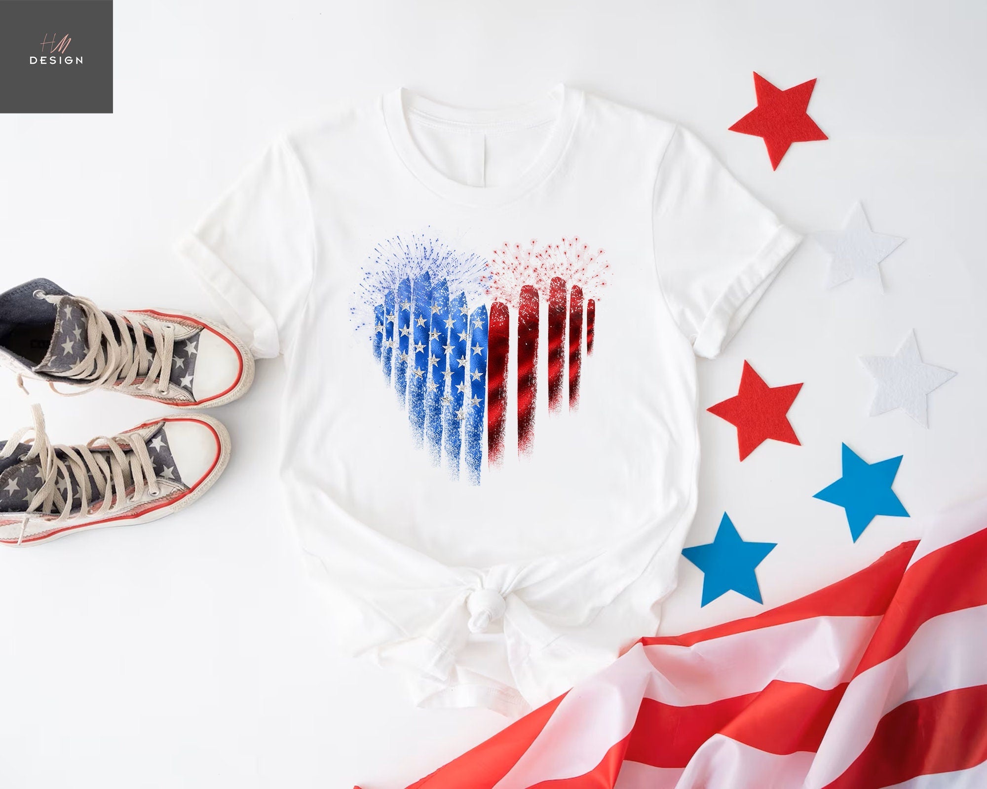 American Flag Heart T-Shirt, Fourth of July T-Shirt, USA Flag Shirt, Independence Day, American Flag Shirt, Patriotic Shirt, 4Th Of July Tee