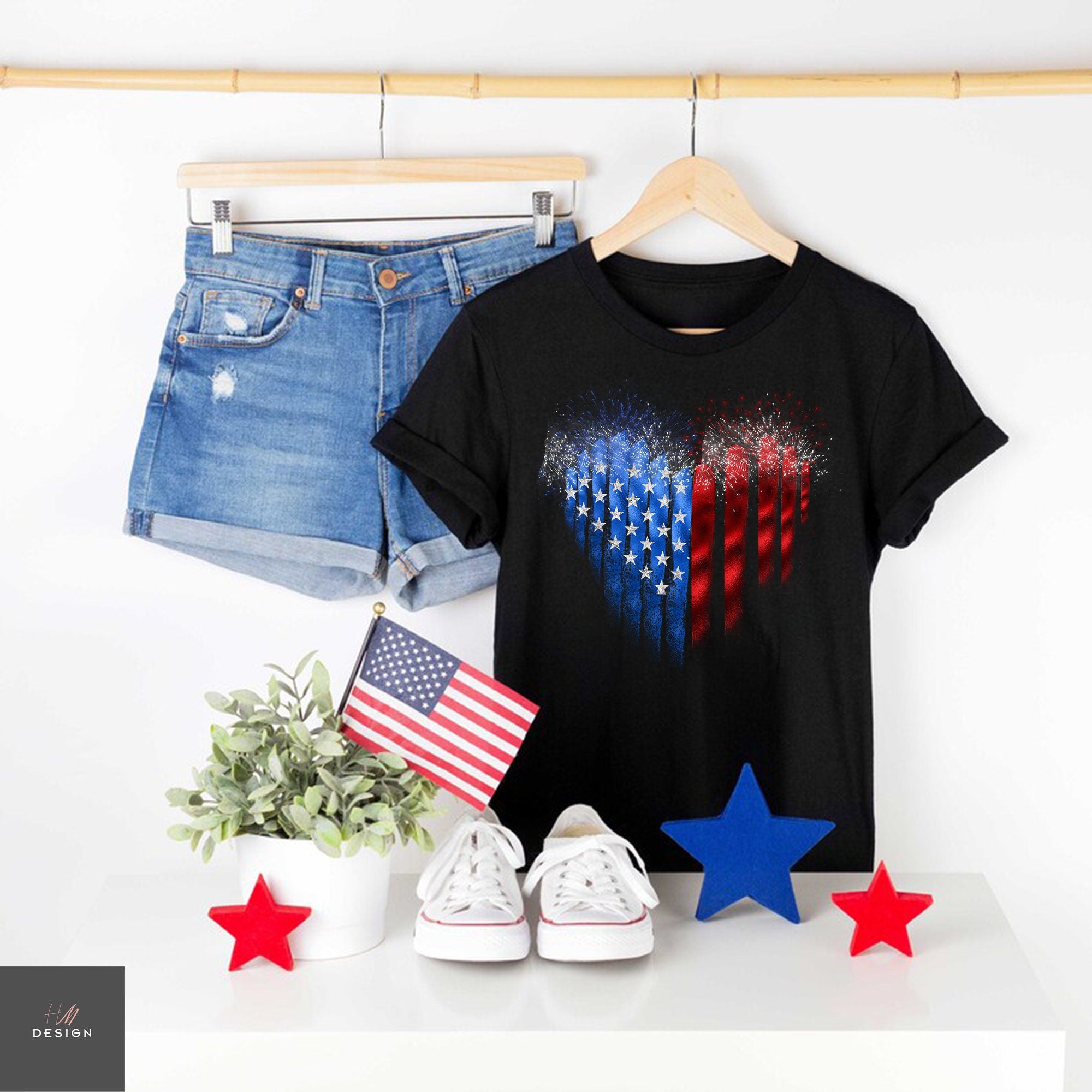 American Flag Heart T-Shirt, Fourth of July T-Shirt, USA Flag Shirt, Independence Day, American Flag Shirt, Patriotic Shirt, 4Th Of July Tee