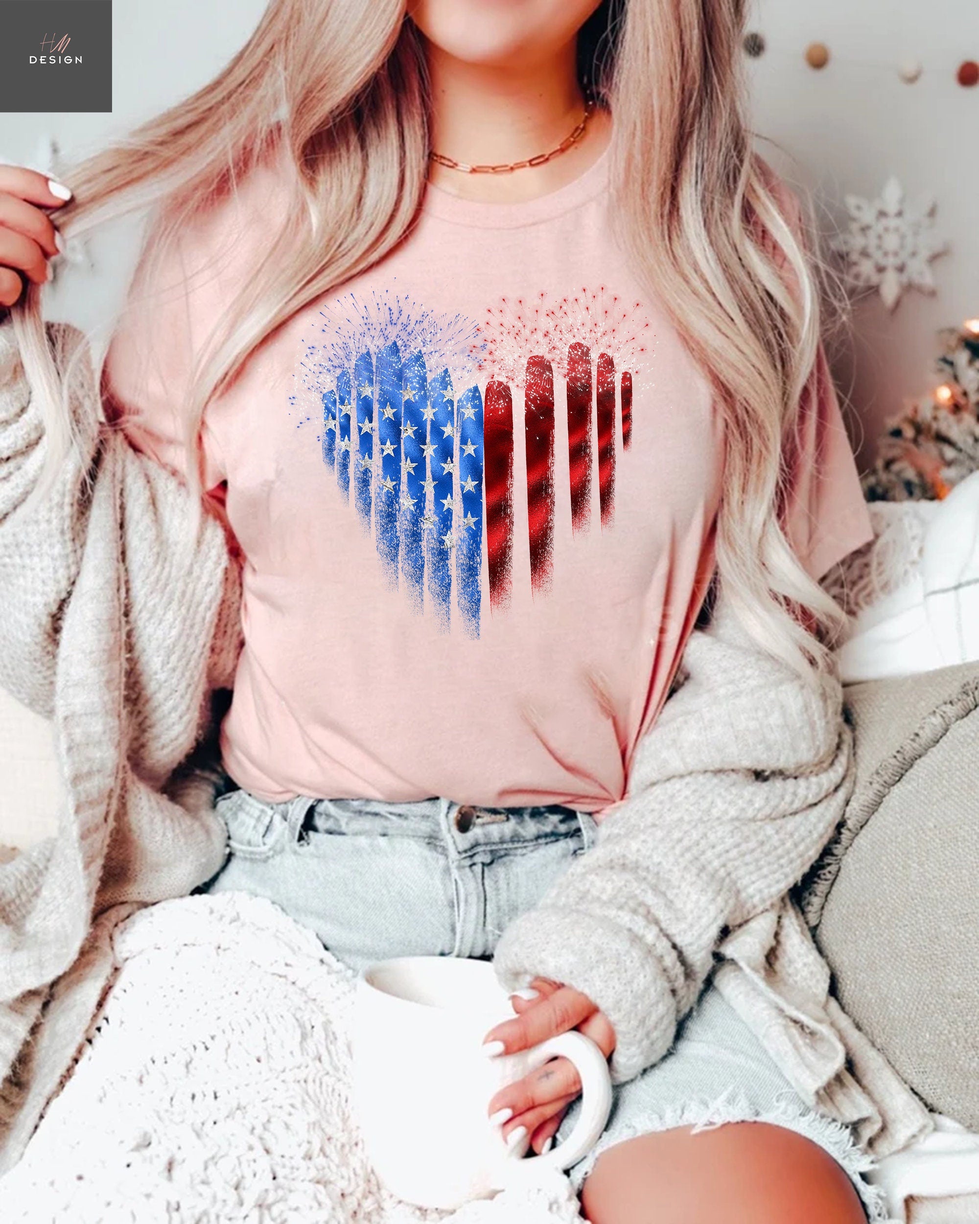 American Flag Heart T-Shirt, Fourth of July T-Shirt, USA Flag Shirt, Independence Day, American Flag Shirt, Patriotic Shirt, 4Th Of July Tee