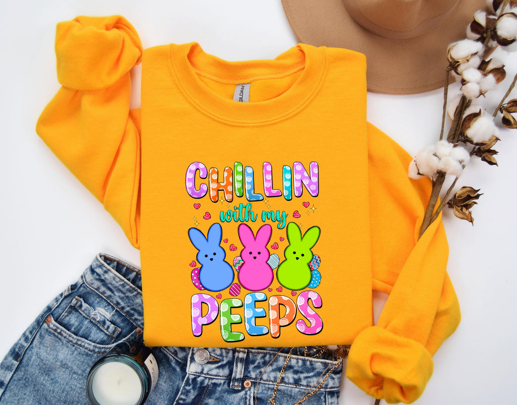 Chilling With My Peeps Shirt, Chilling With My Peeps Sweatshirt, Cute Easter Hoodie, Gift For Easter Day, Peeps Easter Shirt, Blessed Shirt