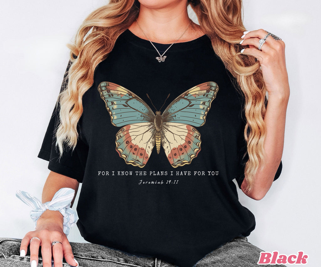 Comfort Colors Religious Shirt Jesus Shirt, Christian Women's Shirt Faith Shirt Bible Verse Sweatshirt Vintage Butterfly Tee Christian Gifts