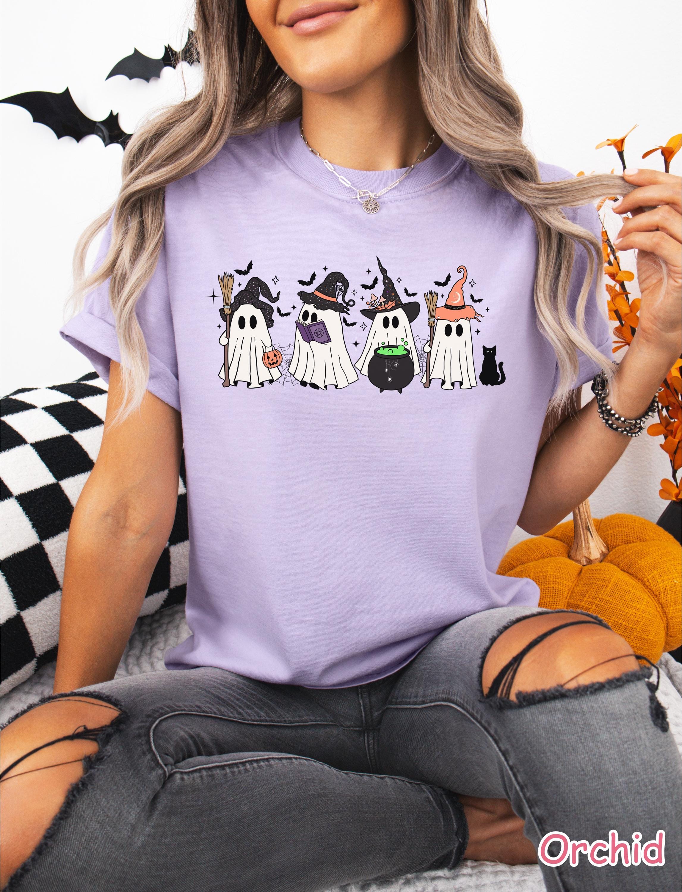 Vintage Witchy Ghost Shirt, Comfort Colors® Womens Ghost Shirt, Spooky Season Witch T-Shirt, Halloween Witchy Gifts, Women Halloween Gift