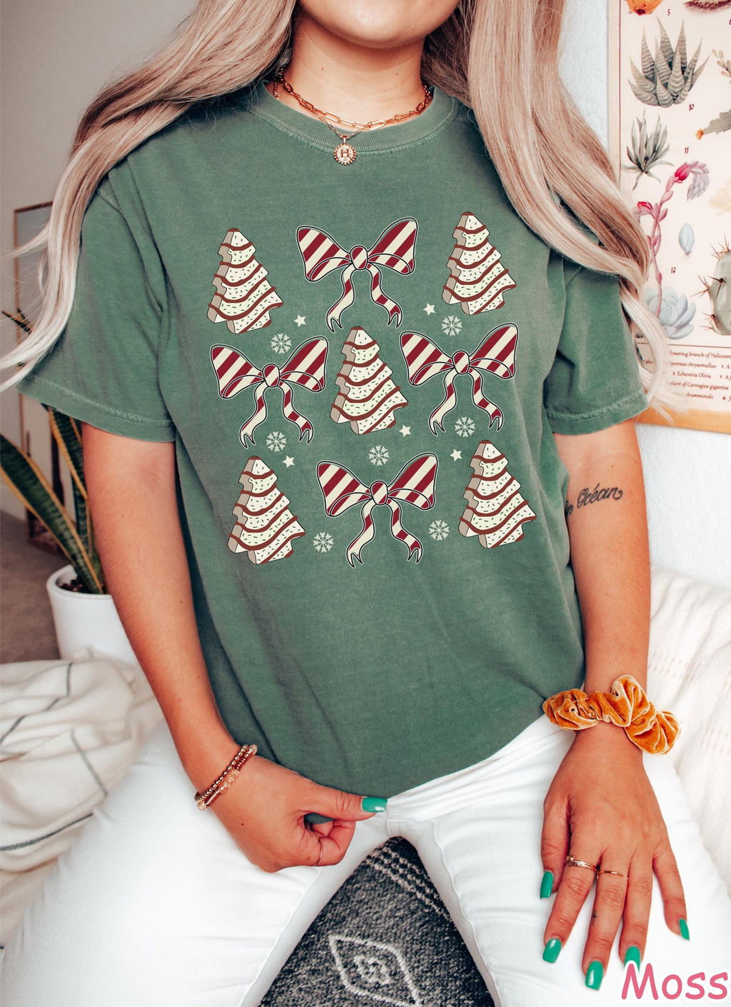 Comfort Colors® Christmas Coquette Shirt Christmas Tree Cake Shirt Womens Christmas Gift Girly Christmas Shirt Holiday Shirt Xmas Bow Shirt