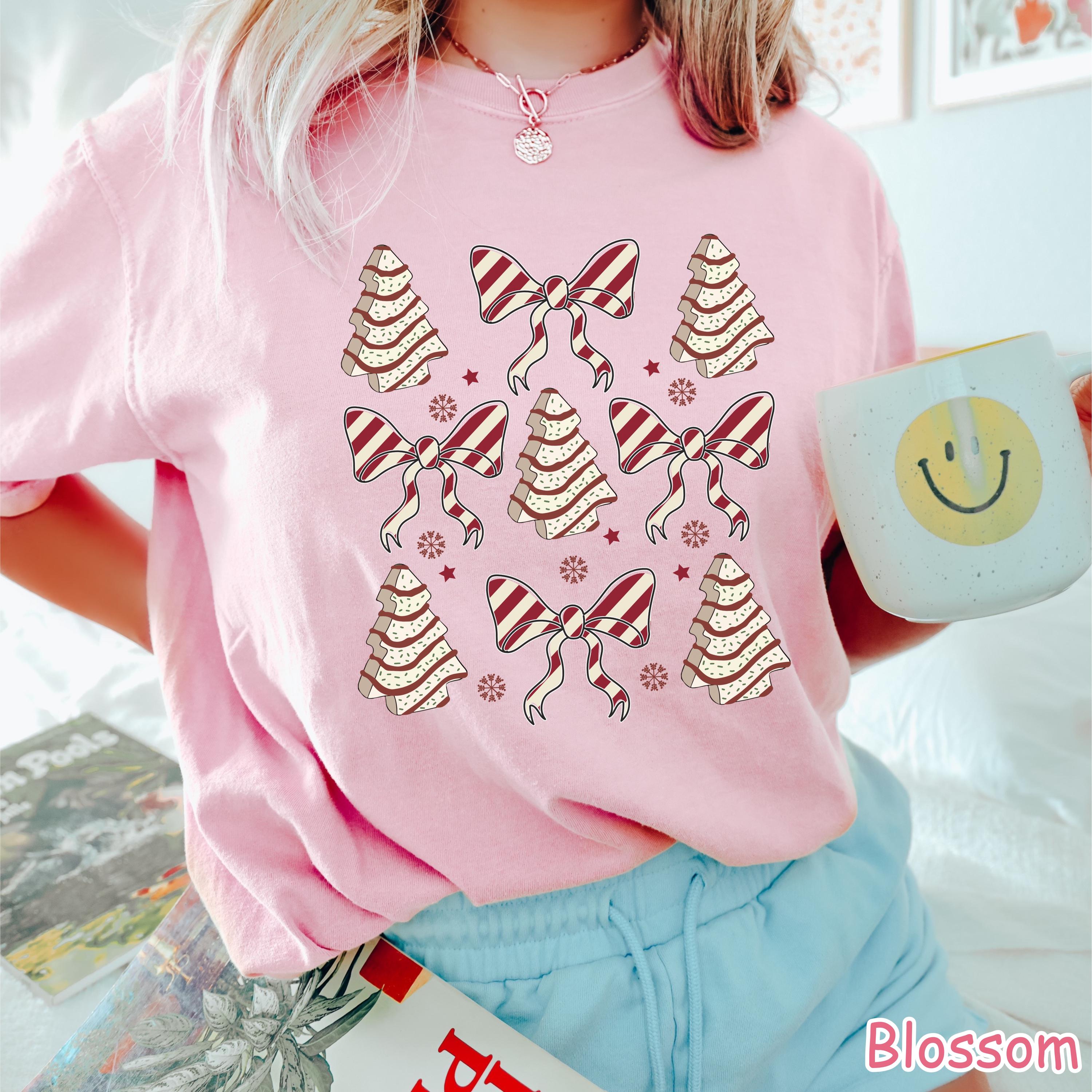 Comfort Colors® Christmas Coquette Shirt Christmas Tree Cake Shirt Womens Christmas Gift Girly Christmas Shirt Holiday Shirt Xmas Bow Shirt