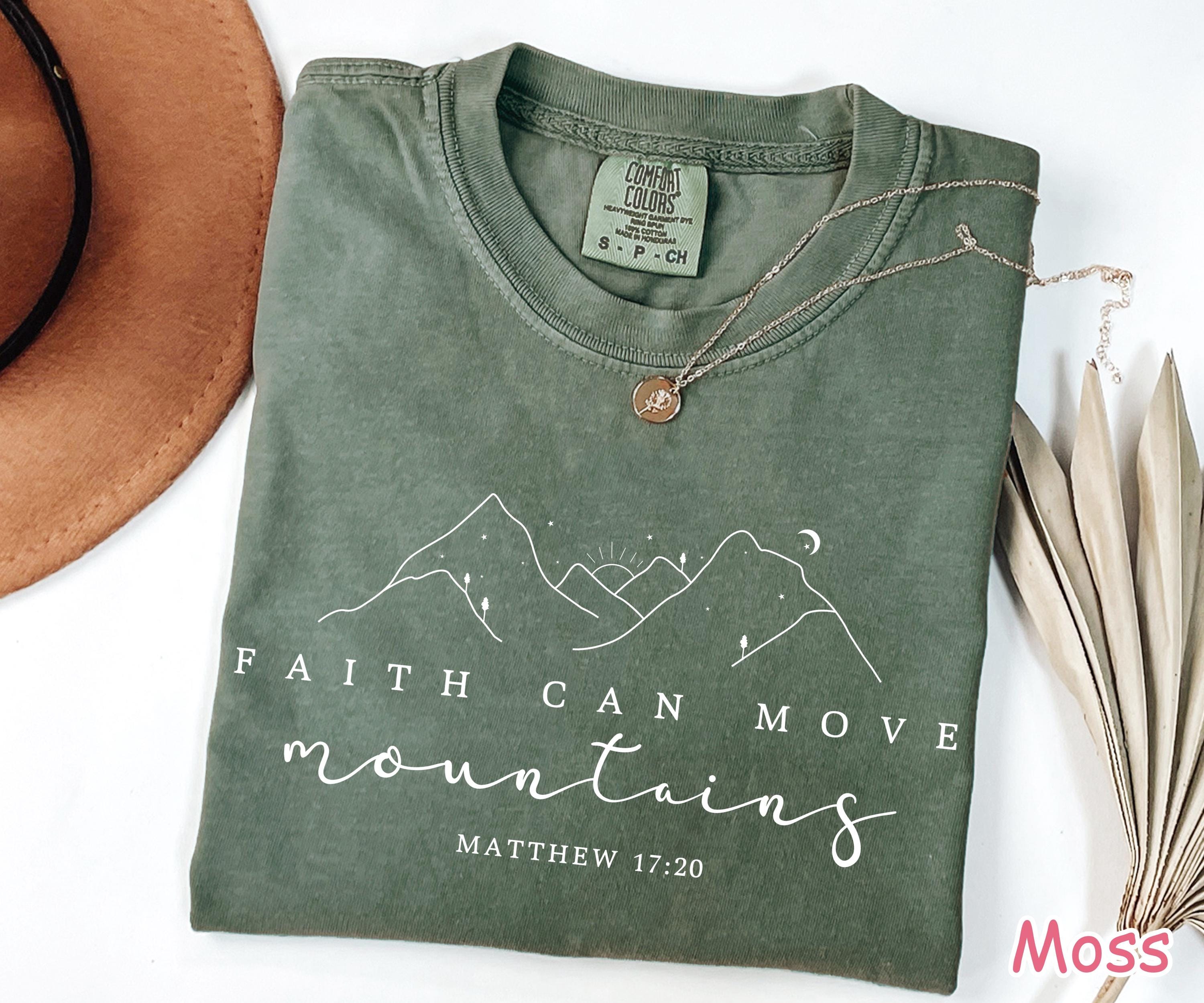 Comfort Colors® Christian Shirt Faith Can Move Mountains Shirt Religious Women Gift Bible Verse Shirt Jesus Apparel Christian Gift Faith Tee