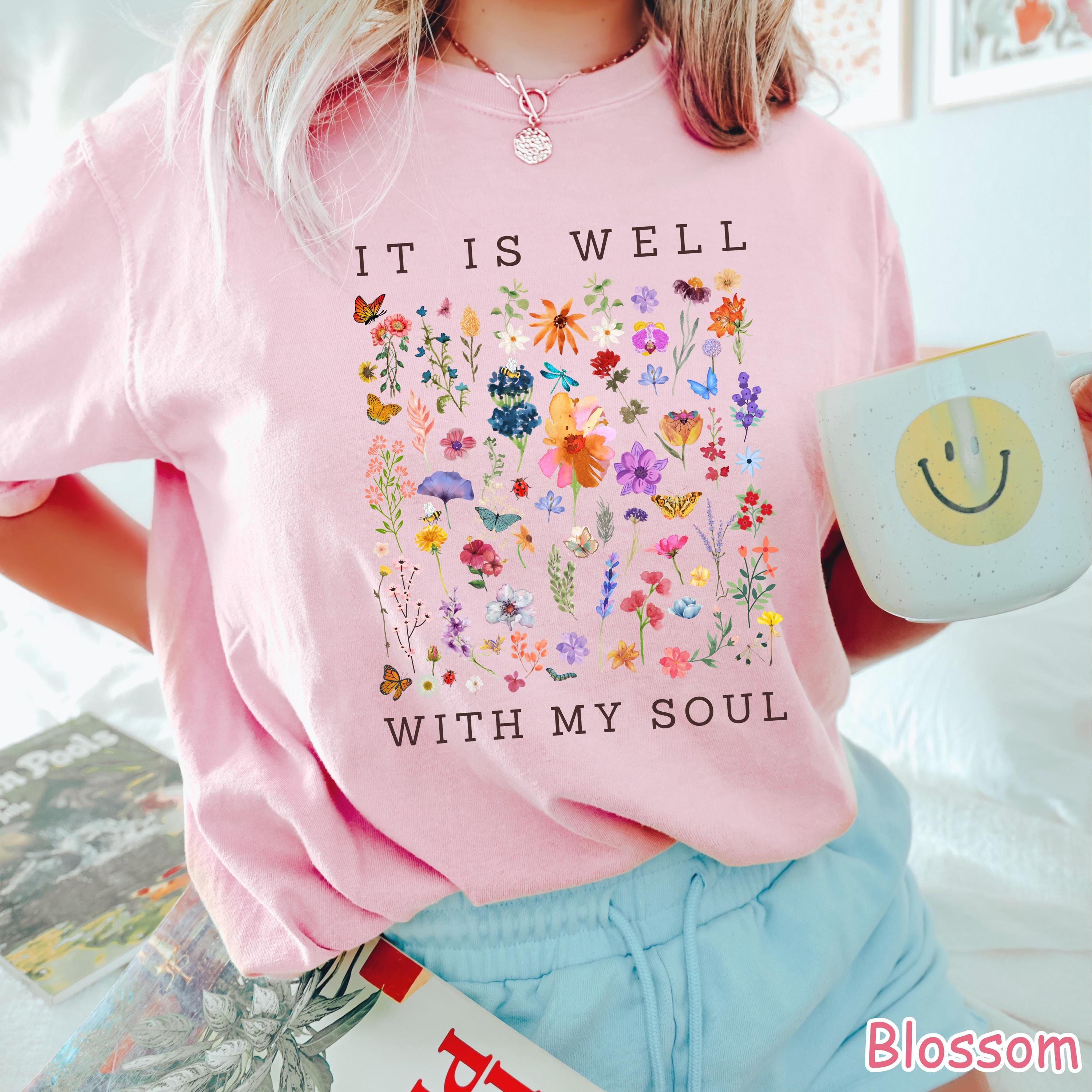 Comfort Colors® It Is Well With My Soul Vintage Floral Christian Shirt Wildflower Faith Tee Religious Women Gift Bible Verse Christian Gifts