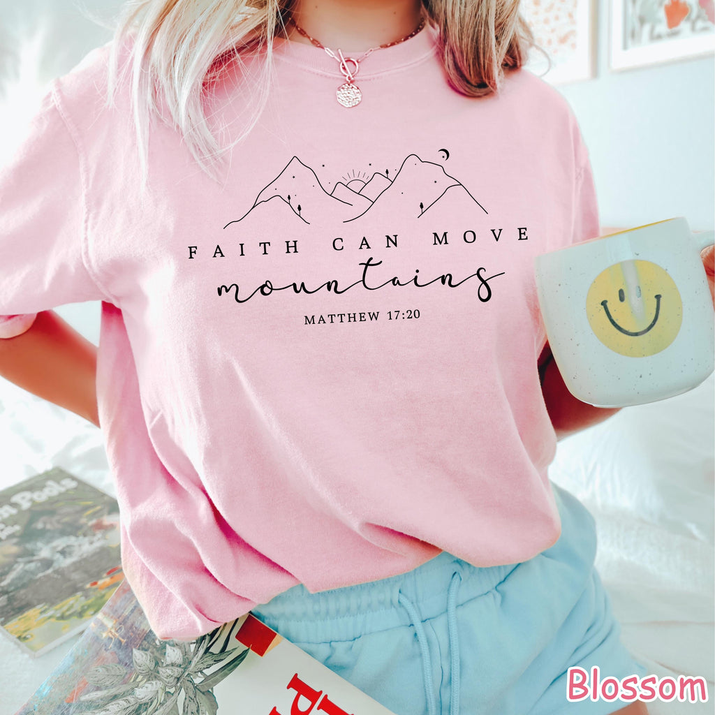 Comfort Colors® Christian Shirt Faith Can Move Mountains Shirt Religious Women Gift Bible Verse Shirt Jesus Apparel Christian Gift Faith Tee