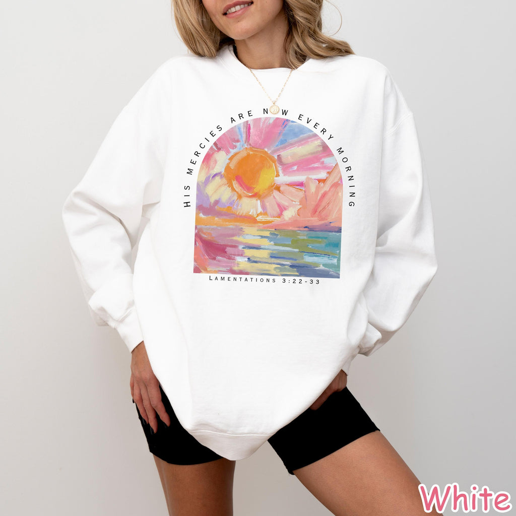 Comfort Colors® Christian Sweatshirt Faith Sweater Bible Verse Shirt Religious Gifts for Women Jesus Shirt His Mercies Are New Every Morning