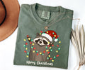 Comfort Colors® Raccoon Christmas Lights Shirt Womens Christmas Shirt Funny Holiday Shirt Retro Raccoon Lover Christmas Gift Merry Christmas