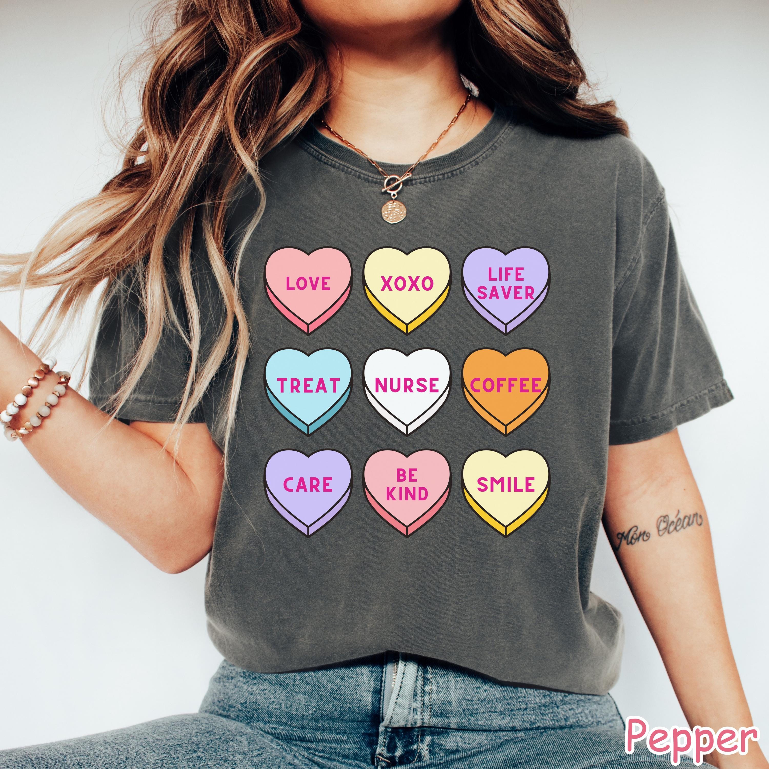 Comfort Colors® Cute Valentines Nurse Hearts Shirt, Valentines Day Nurse Gift, Nurse Love Tee, Valentine Gifts for Nurses, Nursing Crewneck