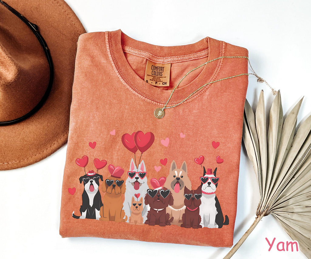 Comfort Colors® Cute Valentines Day Dogs Shirt Valentines Gifts for Dog Lovers Unique Valentine Dog Mom Gift Womens Valentines Hearts Shirt