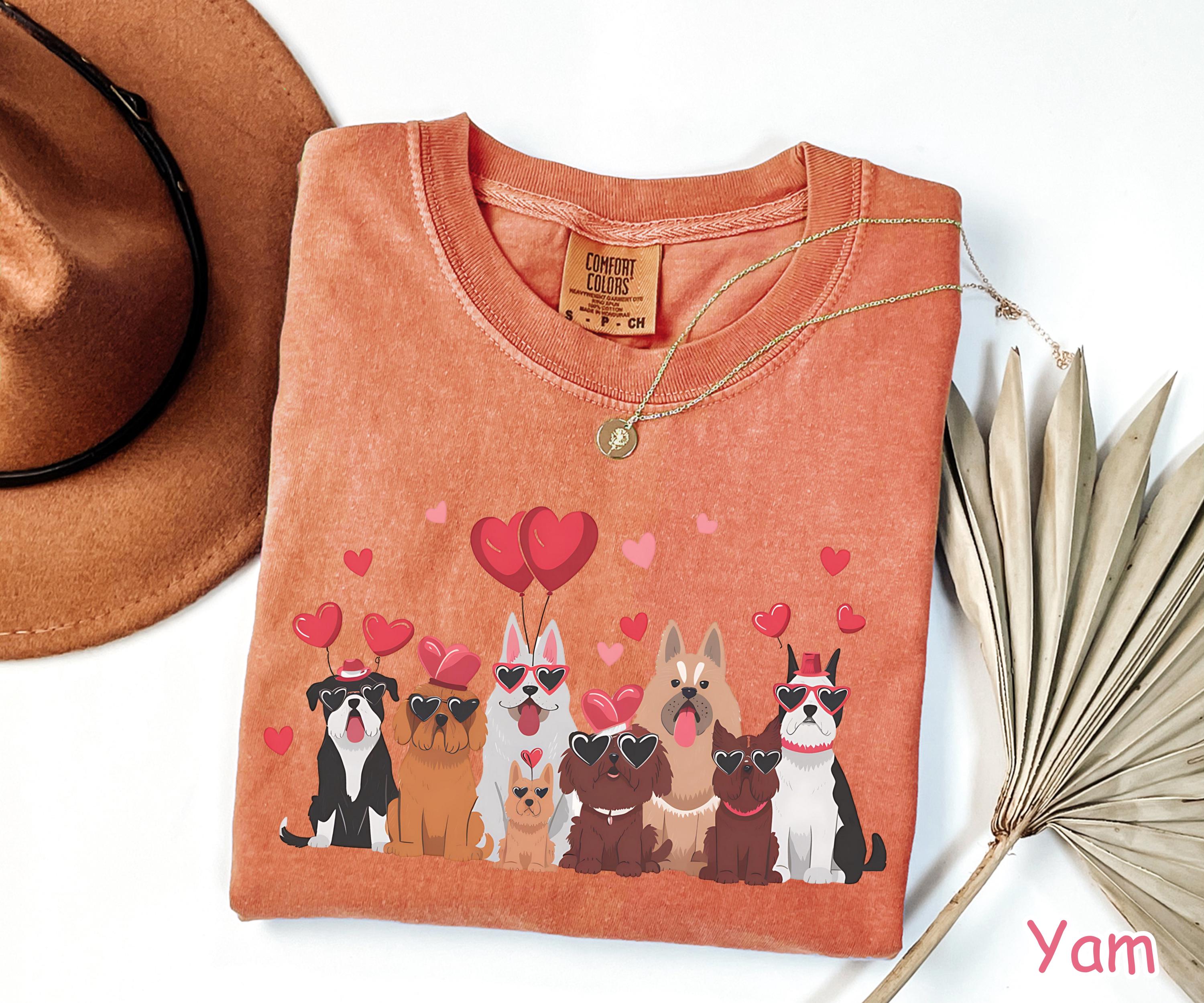Comfort Colors® Cute Valentines Day Dogs Shirt Valentines Gifts for Dog Lovers Unique Valentine Dog Mom Gift Womens Valentines Hearts Shirt