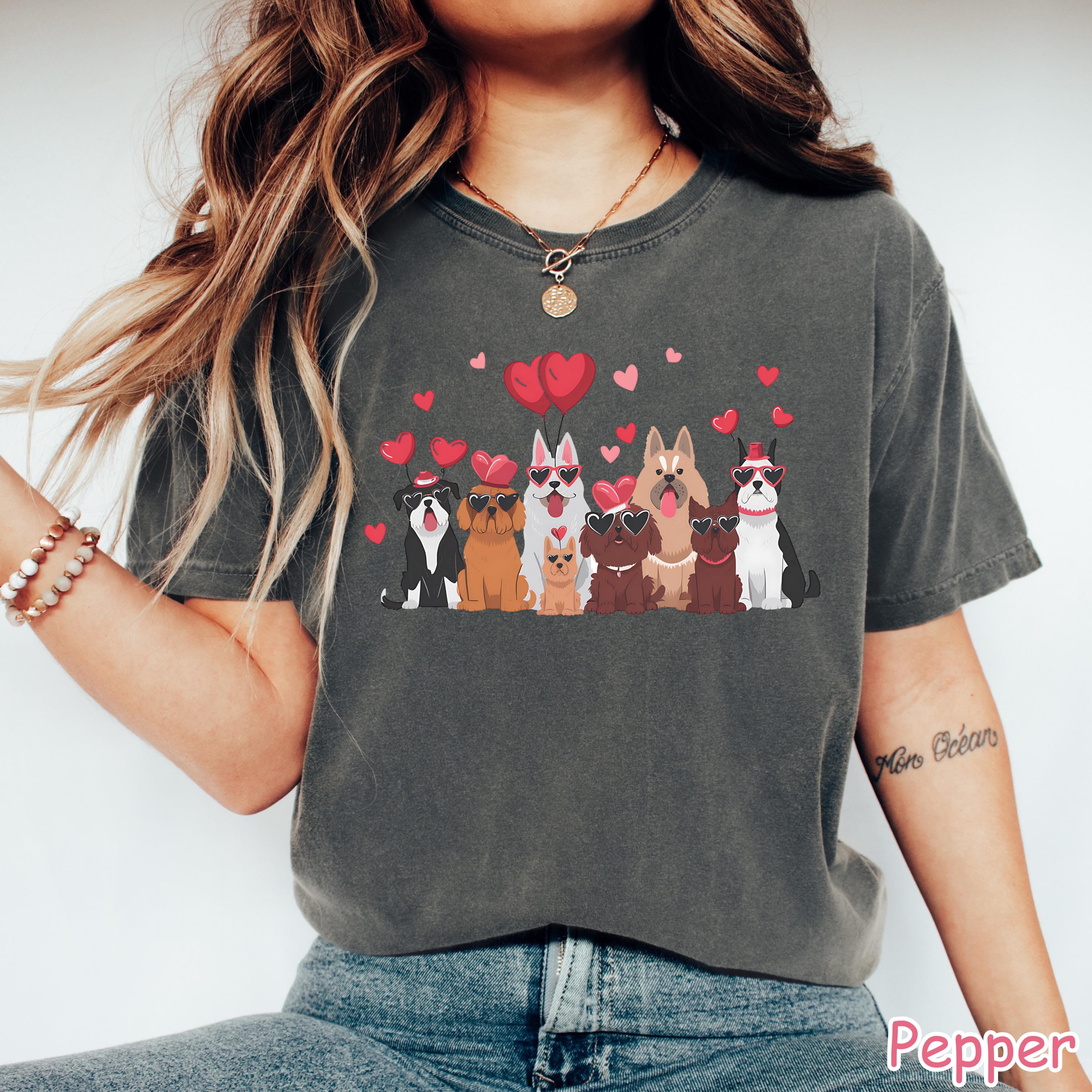 Comfort Colors® Cute Valentines Day Dogs Shirt Valentines Gifts for Dog Lovers Unique Valentine Dog Mom Gift Womens Valentines Hearts Shirt
