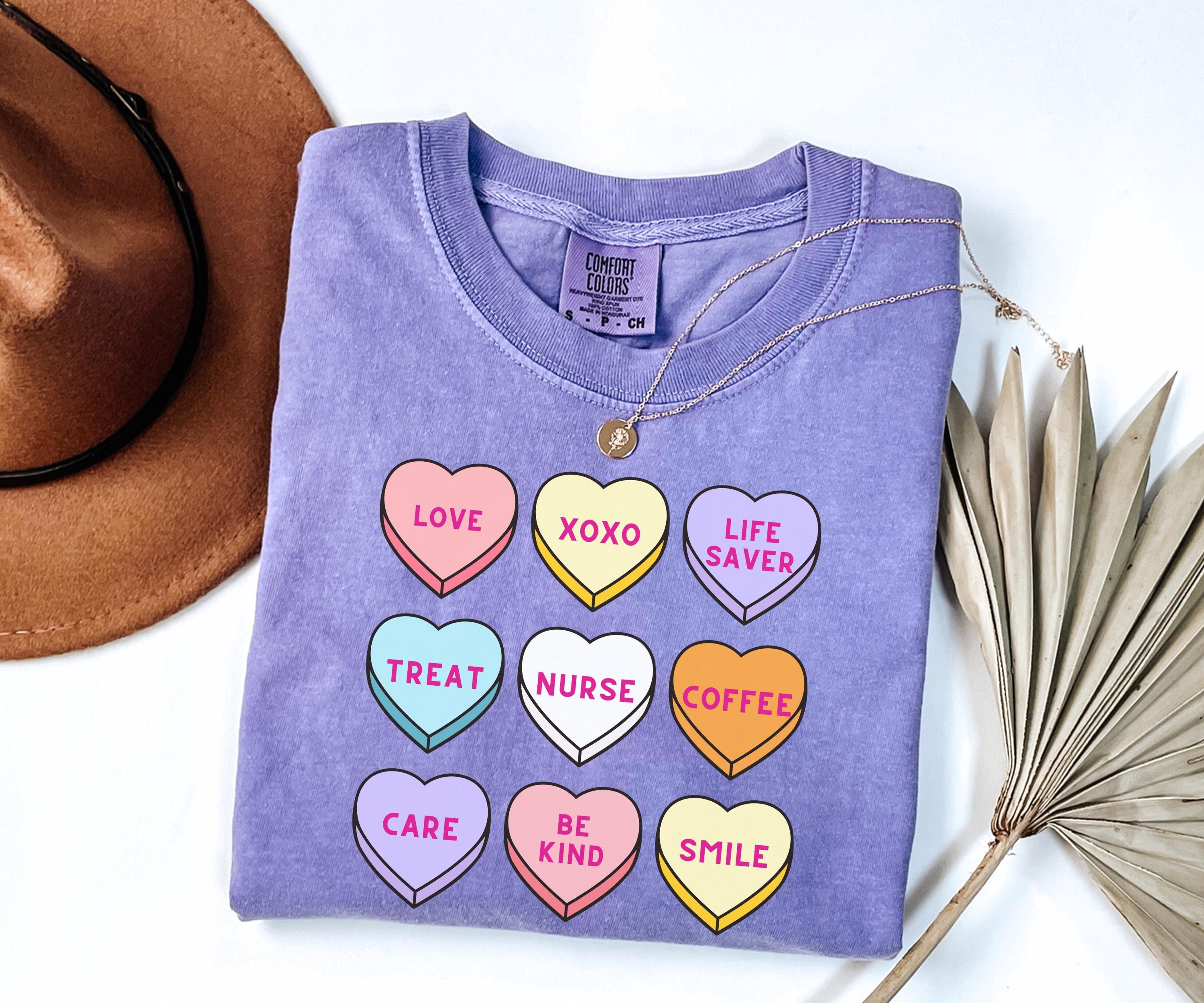 Comfort Colors® Cute Valentines Nurse Hearts Shirt, Valentines Day Nurse Gift, Nurse Love Tee, Valentine Gifts for Nurses, Nursing Crewneck