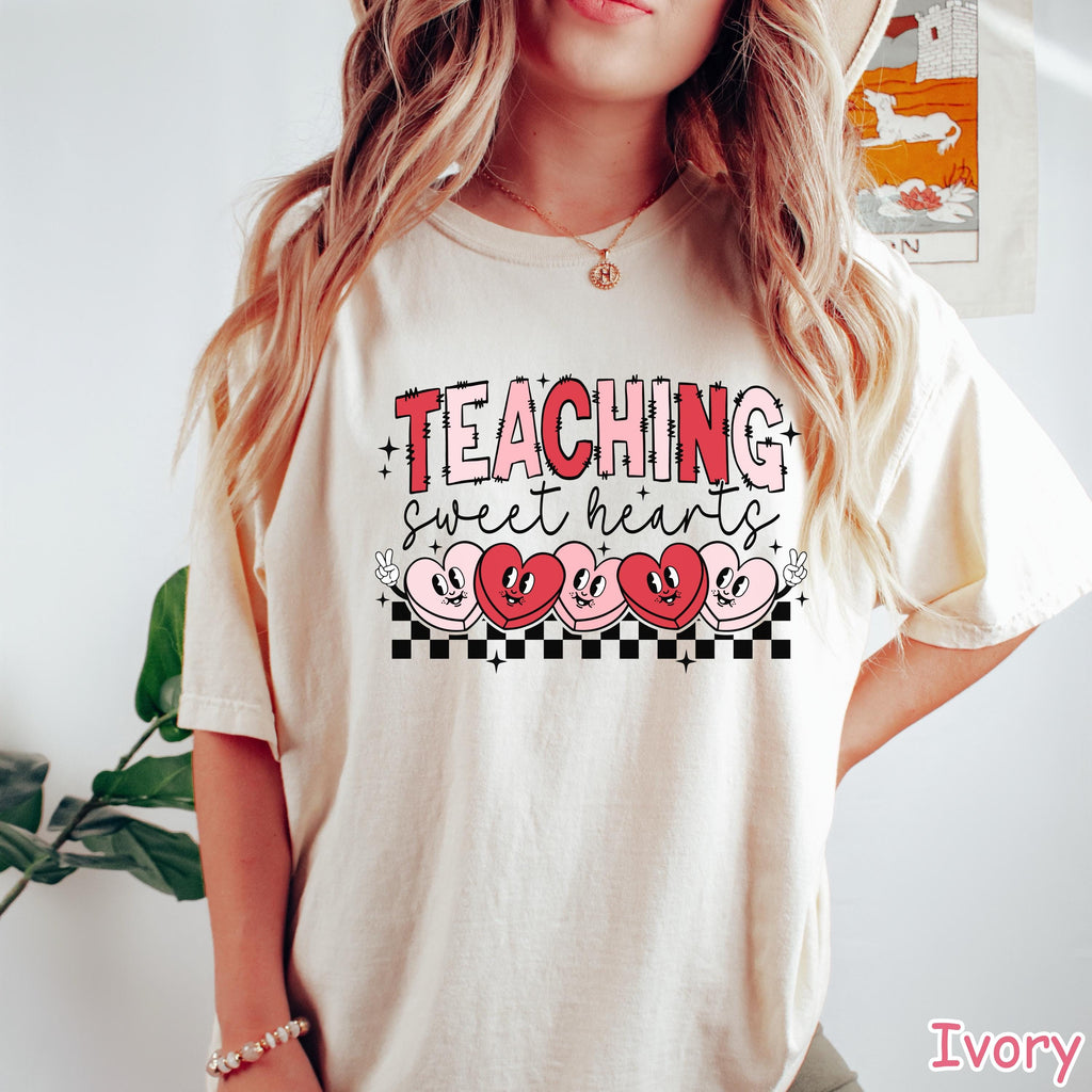 Comfort Colors® Valentines Day Teacher Shirt Teaching Sweethearts Teacher Tee Valentine Gift for Teacher Cute Love Hearts Teacher Shirt