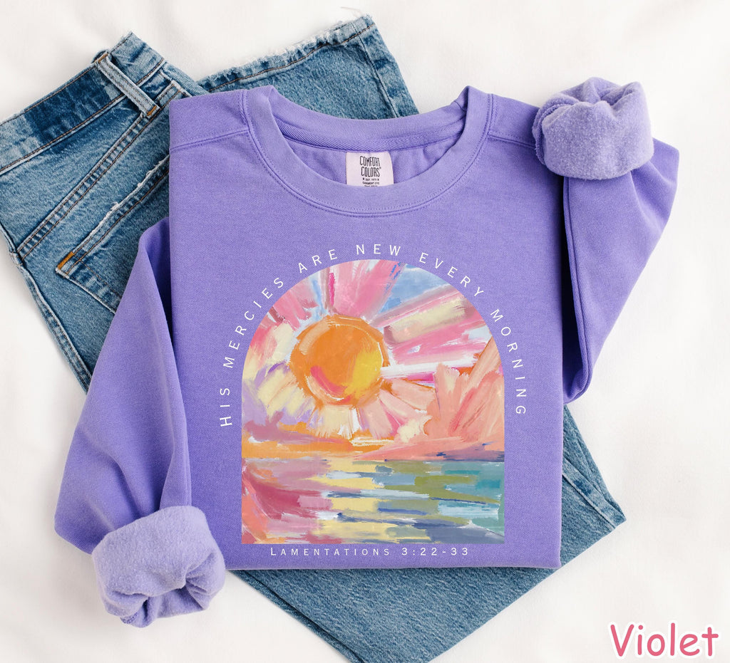 Comfort Colors® Christian Sweatshirt Faith Sweater Bible Verse Shirt Religious Gifts for Women Jesus Shirt His Mercies Are New Every Morning