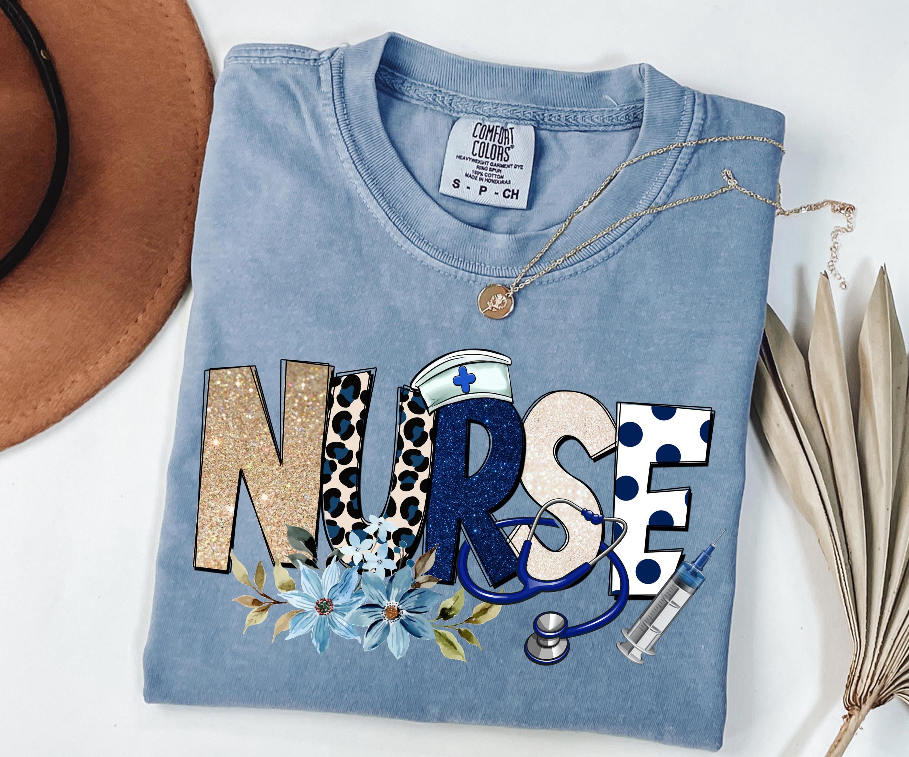 Comfort Colors® Floral Nurse Shirt Cute Nurse Appreciation Gift New Nurse Gift  Registered Nurse Shirt Nurse Practitioner Tee Nursing Shirt