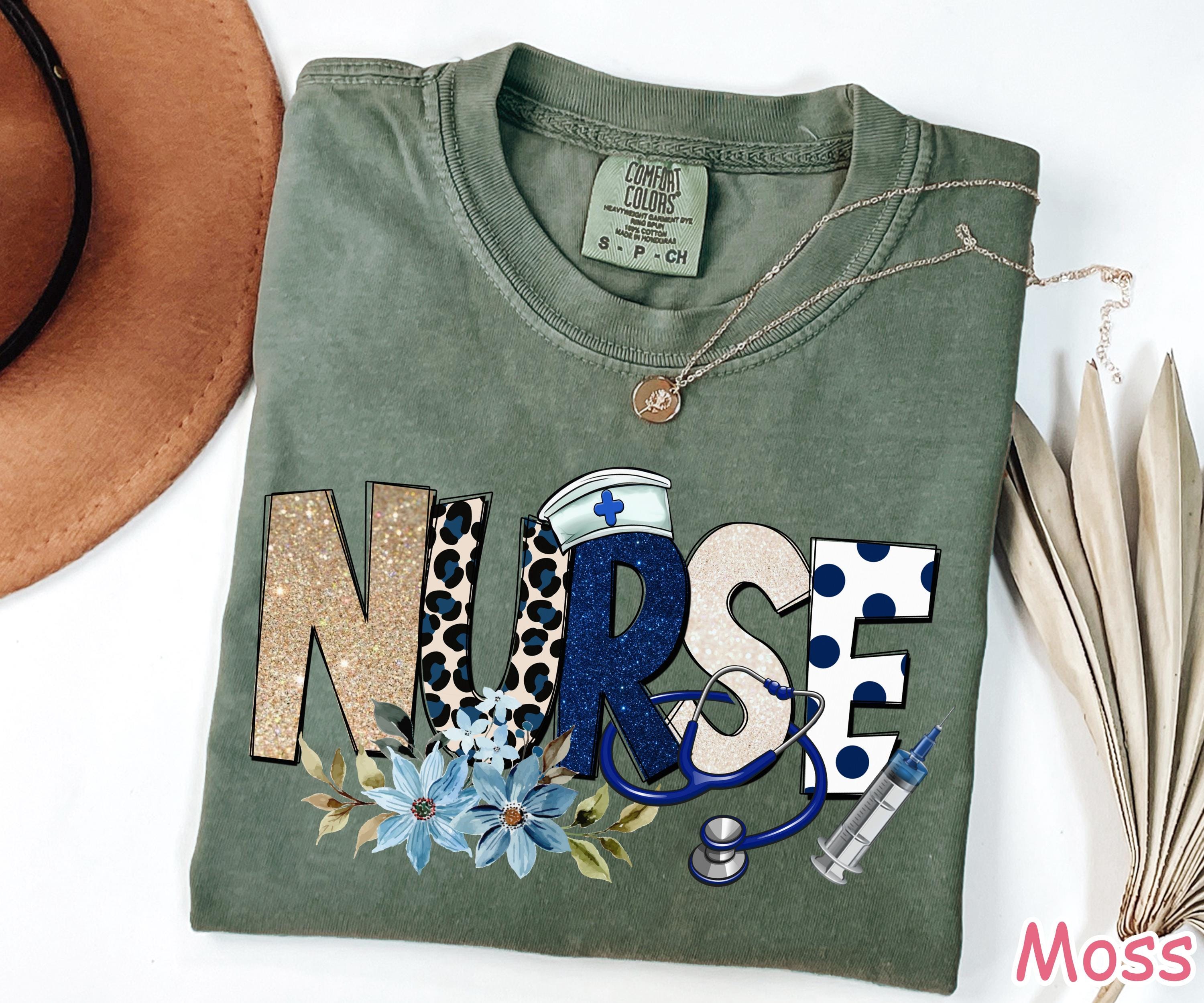 Comfort Colors® Floral Nurse Shirt Cute Nurse Appreciation Gift New Nurse Gift  Registered Nurse Shirt Nurse Practitioner Tee Nursing Shirt