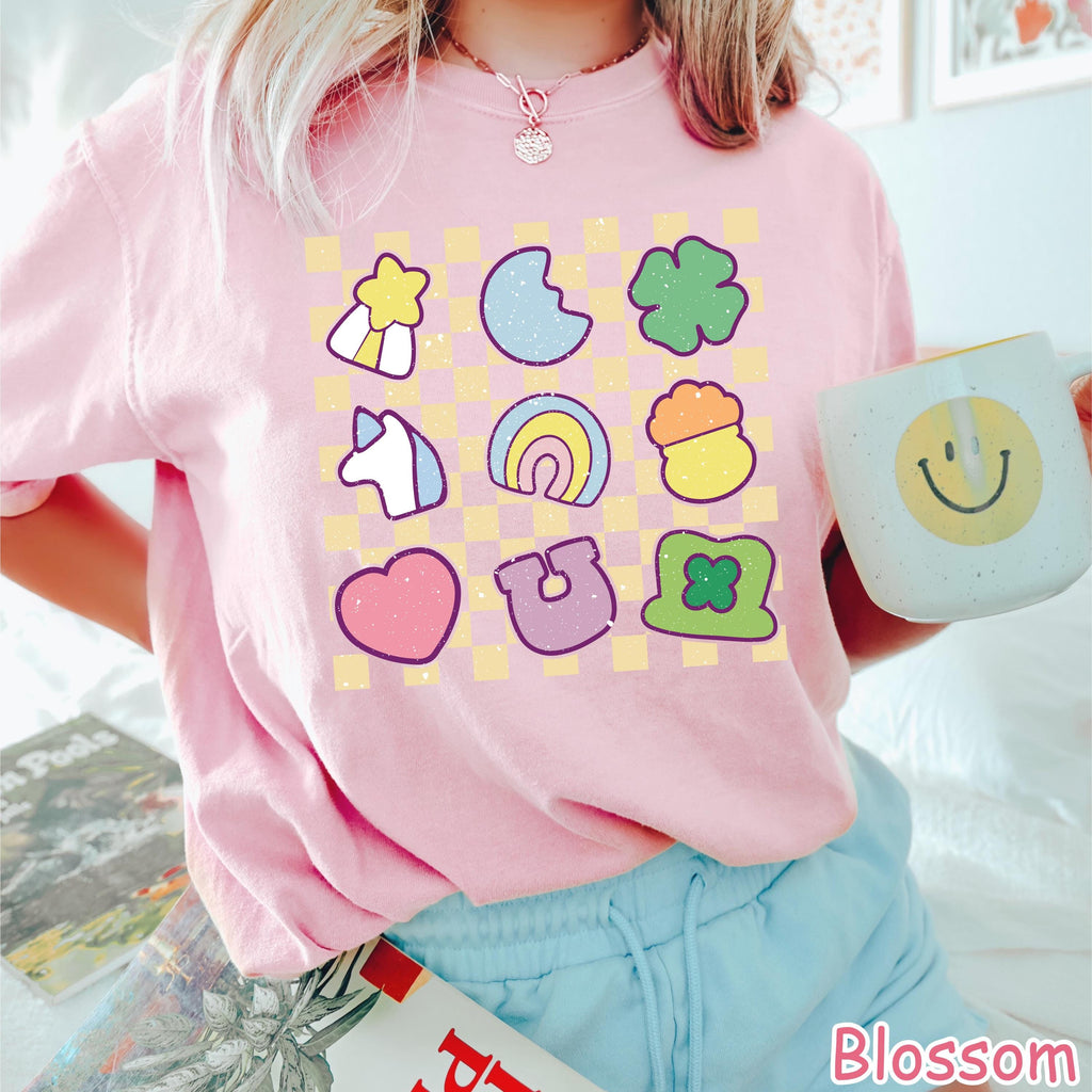 Comfort Colors® Retro Lucky Charm Shirt, Shamrock Rainbow Shirt, Womens St Patricks Day Shirt, Cute Irish Shirt, St Patty's Good Luck Shirt