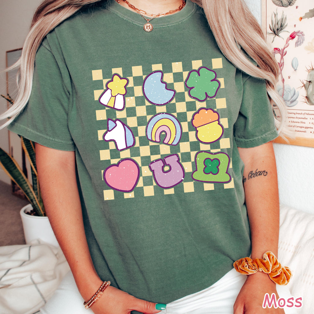 Comfort Colors® Retro Lucky Charm Shirt, Shamrock Rainbow Shirt, Womens St Patricks Day Shirt, Cute Irish Shirt, St Patty's Good Luck Shirt