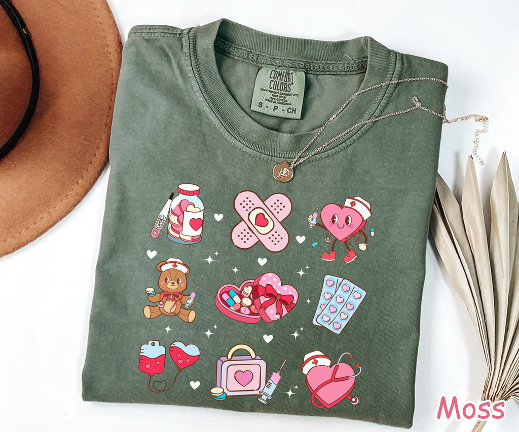 Comfort Colors® Valentines Day Nurse Shirt, Cute Valentine Nurse Gift, XOXO Nursing Heart Tee, Valentine Gifts for Nurses, Nurse Love Shirt