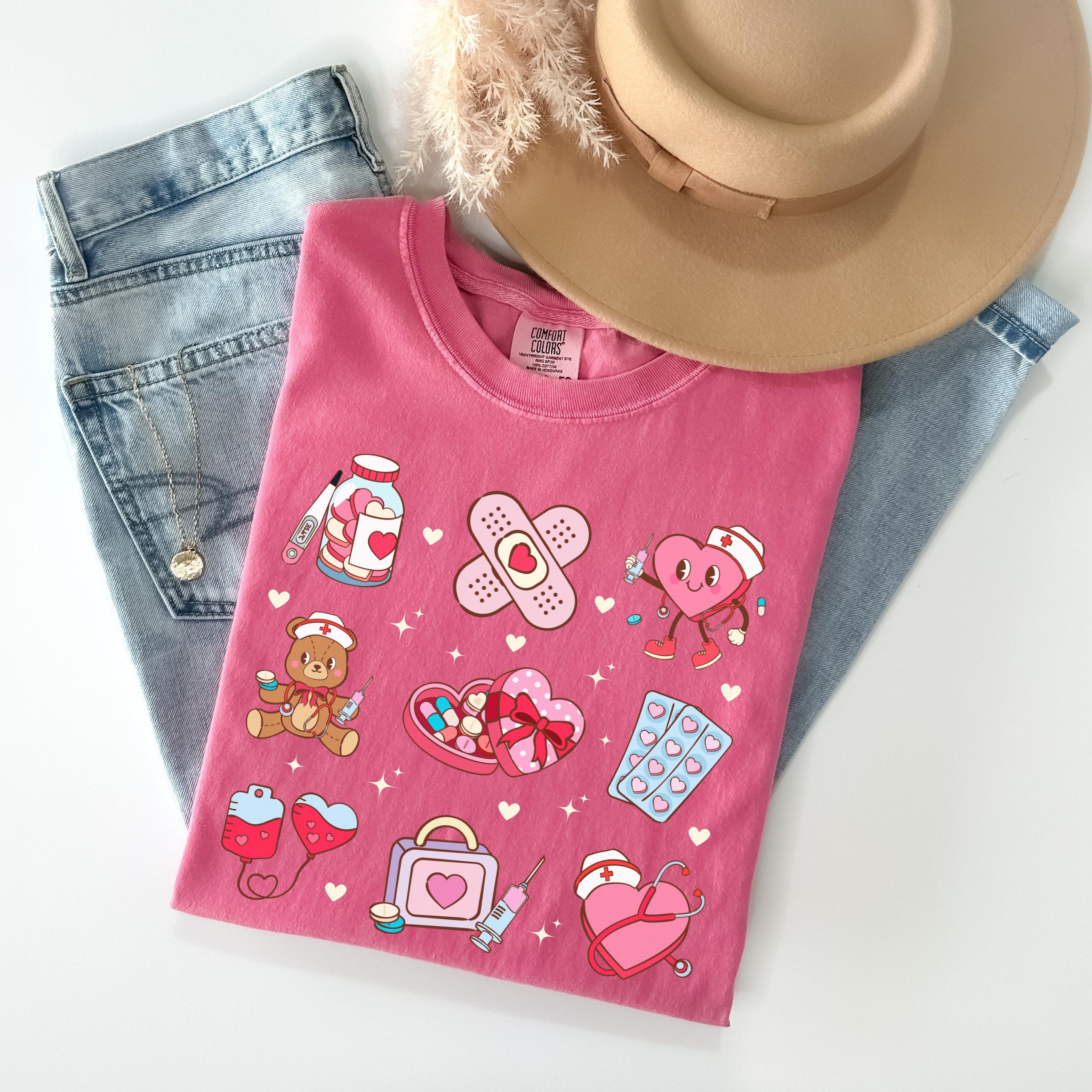 Comfort Colors® Valentines Day Nurse Shirt, Cute Valentine Nurse Gift, XOXO Nursing Heart Tee, Valentine Gifts for Nurses, Nurse Love Shirt