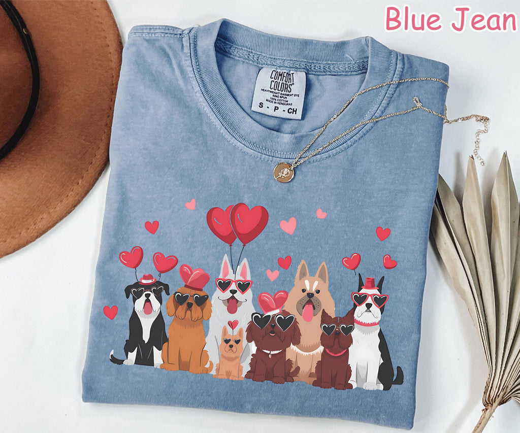 Comfort Colors® Cute Valentines Day Dogs Shirt Valentines Gifts for Dog Lovers Unique Valentine Dog Mom Gift Womens Valentines Hearts Shirt