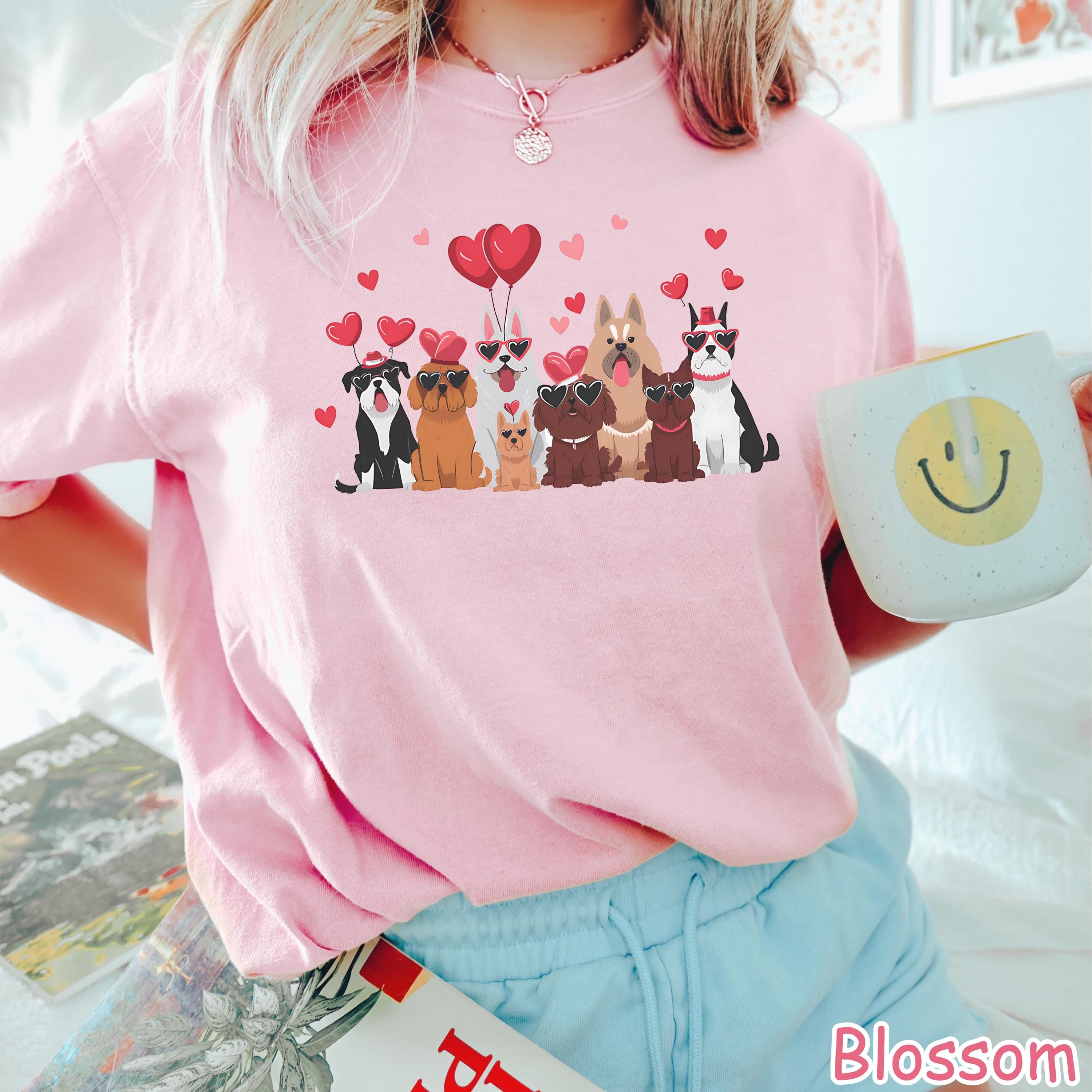 Comfort Colors® Cute Valentines Day Dogs Shirt Valentines Gifts for Dog Lovers Unique Valentine Dog Mom Gift Womens Valentines Hearts Shirt