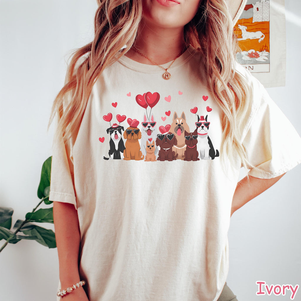 Comfort Colors® Cute Valentines Day Dogs Shirt Valentines Gifts for Dog Lovers Unique Valentine Dog Mom Gift Womens Valentines Hearts Shirt