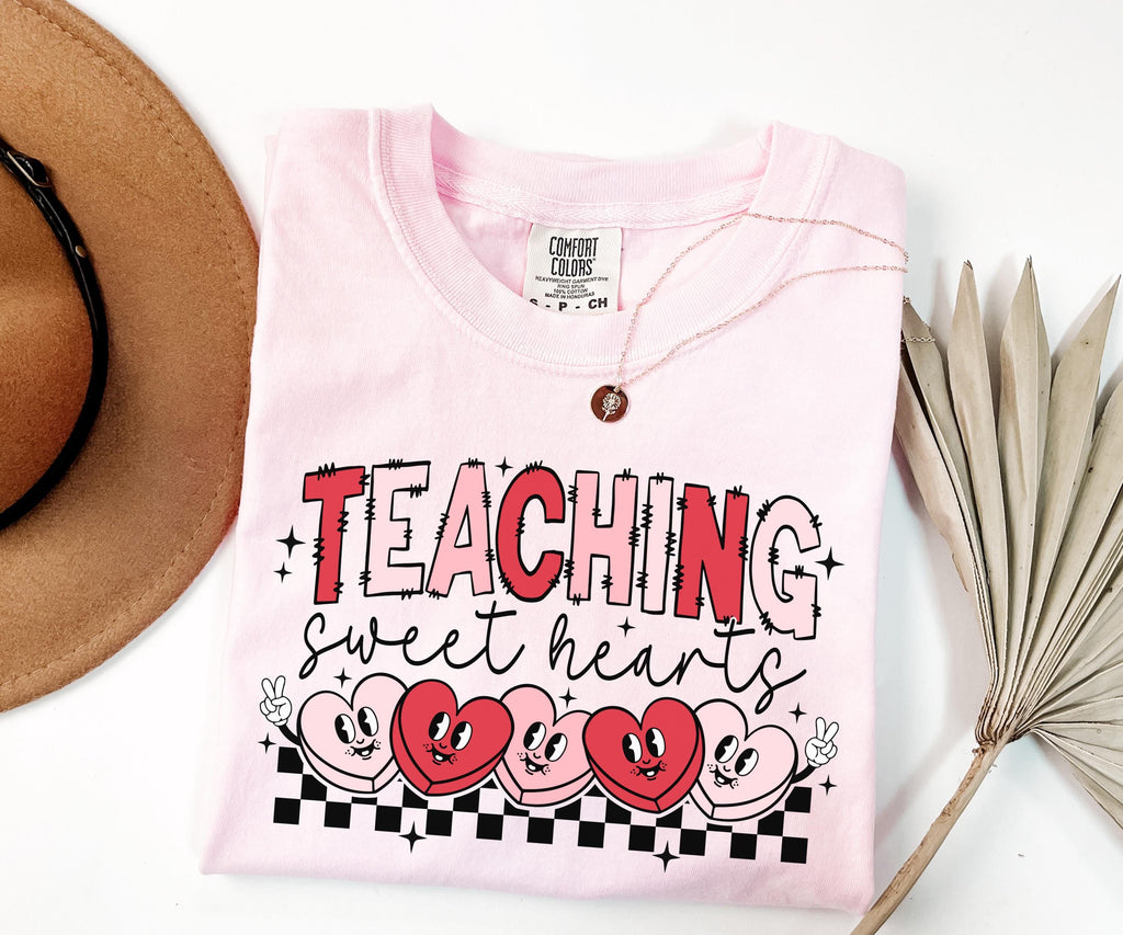 Comfort Colors® Valentines Day Teacher Shirt Teaching Sweethearts Teacher Tee Valentine Gift for Teacher Cute Love Hearts Teacher Shirt