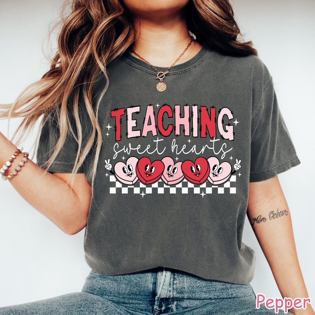 Comfort Colors® Valentines Day Teacher Shirt Teaching Sweethearts Teacher Tee Valentine Gift for Teacher Cute Love Hearts Teacher Shirt