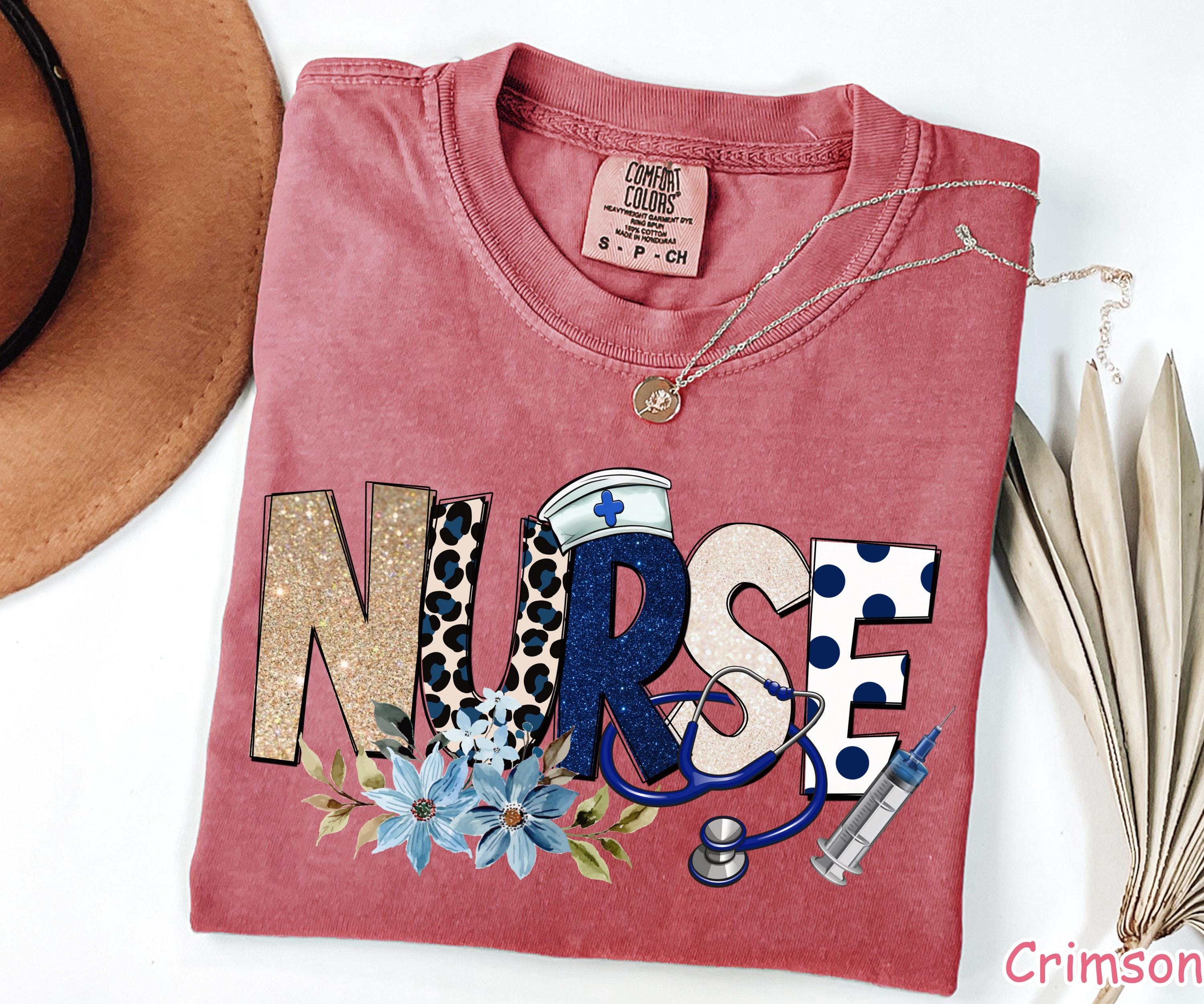 Comfort Colors® Floral Nurse Shirt Cute Nurse Appreciation Gift New Nurse Gift  Registered Nurse Shirt Nurse Practitioner Tee Nursing Shirt