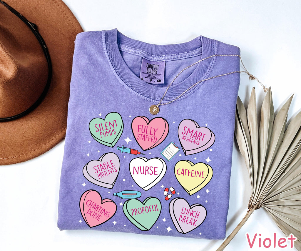 Comfort Colors® Cute Nurse Valentine Shirt, Candy Hearts Valentines Day Nurse Gift, Nursing Valentine Gift Nurse Love Shirt Gifts for Nurses
