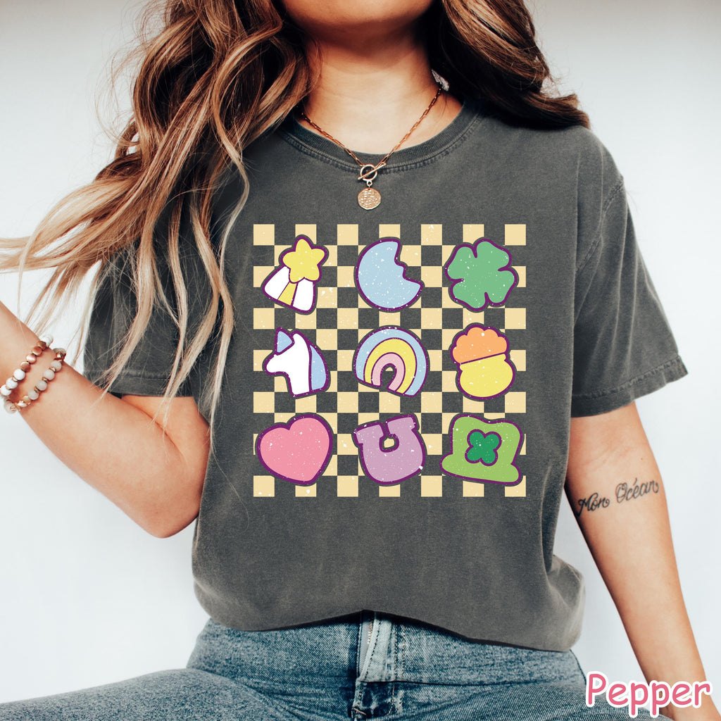 Comfort Colors® Retro Lucky Charm Shirt, Shamrock Rainbow Shirt, Womens St Patricks Day Shirt, Cute Irish Shirt, St Patty's Good Luck Shirt