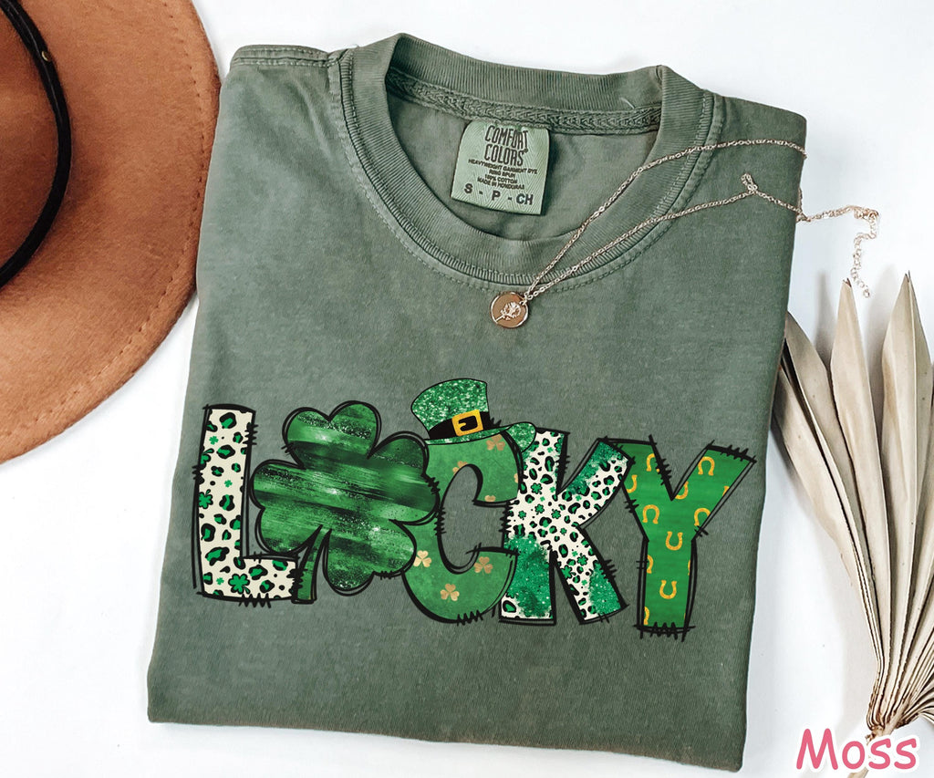 Comfort Colors® Retro Lucky Shirt, Cute St Patricks Day Shirt, Womens Shenanigans Shirt, Shamrock Shirt, Irish T-Shirt St Patricks Day Gift
