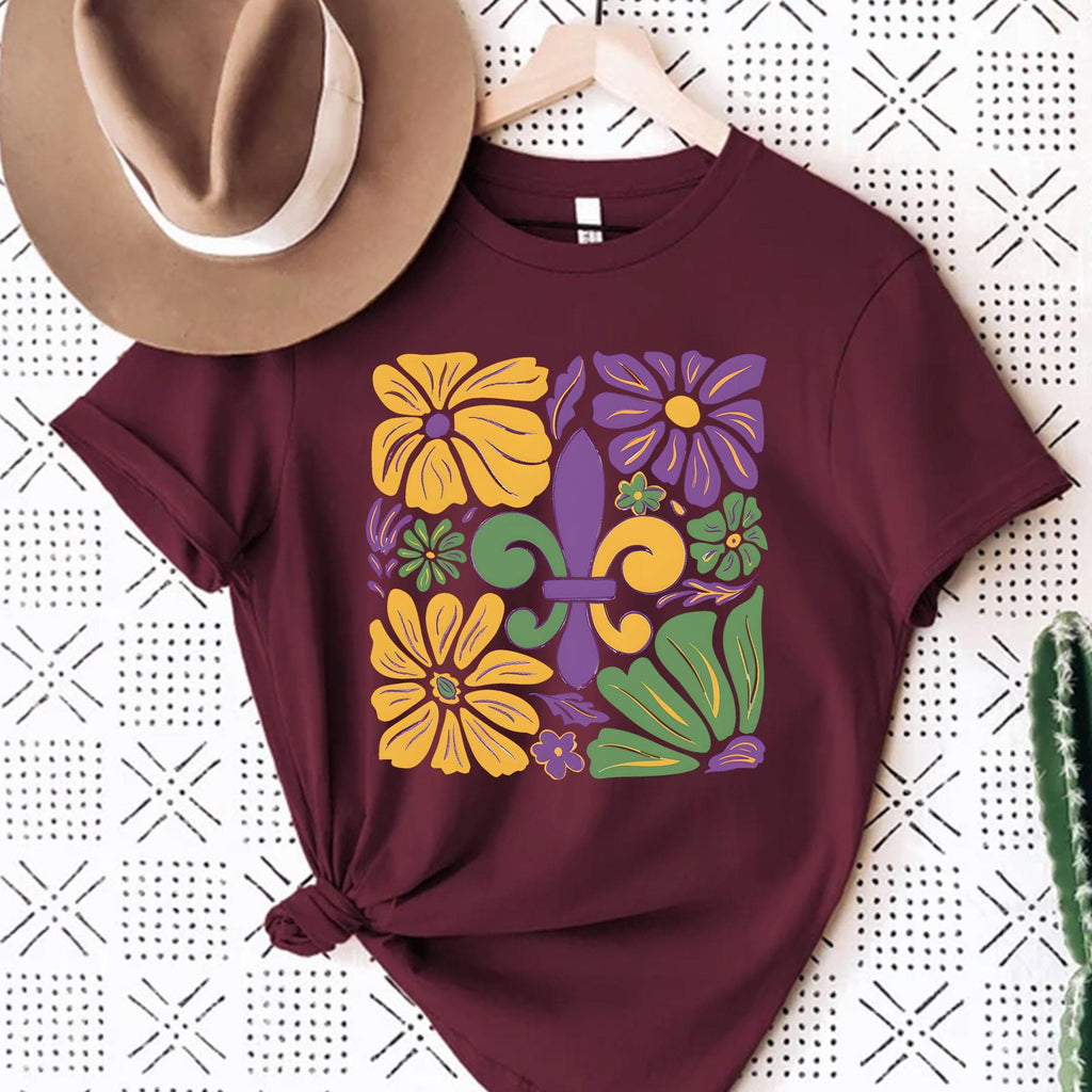 Boho Mardi Gras Shirt, Retro Mardi Gras Shirts, Louisiana Crawfish Festival Tshirt, New Orleans Carnival Bow Shirt, Mardi Gras Party T-shirt