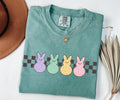 Comfort Colors® Retro Checkered Bunny Peeps Shirt, Womens Easter Bunnies Shirt,  Cute Easter Gift Easter Day Teacher Gift Happy Easter Shirt