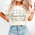 Comfort Colors® Happy Easter Day Shirt, Cute Easter Shirt for Women, Retro Easter Bunny Shirt, Floral Easter Shirt, Coquette Bow Easter Gift