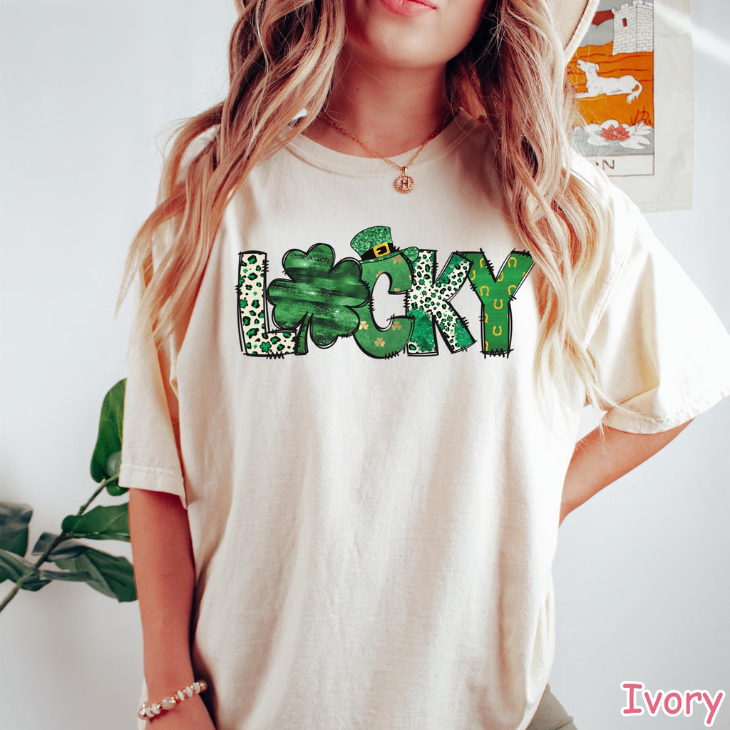 Comfort Colors® Retro Lucky Shirt, Cute St Patricks Day Shirt, Womens Shenanigans Shirt, Shamrock Shirt, Irish T-Shirt St Patricks Day Gift