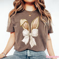 Comfort Colors® Coquette Bow Bunny Shirt, Cute Easter Shirt for Women, Coquette Bow Rabbit Shirt, Happy Easter Day Gift, Retro Easter Shirt