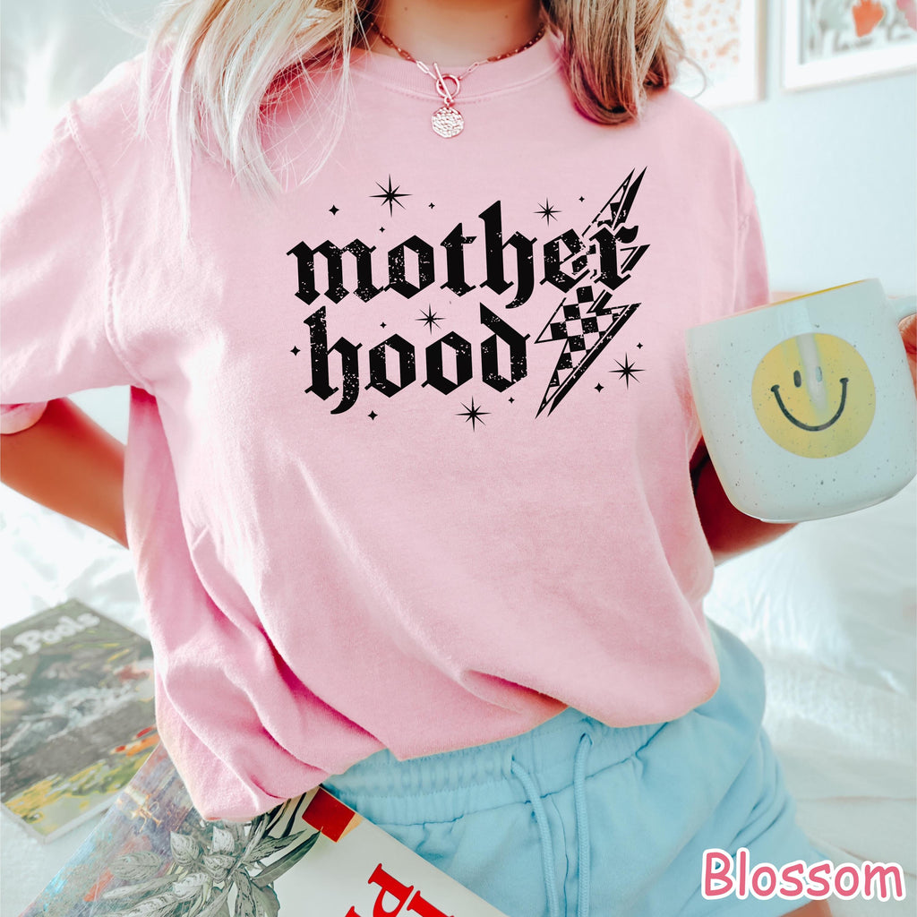Comfort Colors® Retro Checkered Motherhood Shirt, Cute Mother Hood Shirt, Trendy Mama Tshirt, Oversized Mom Graphic Tee, Cool Mom Club Gift