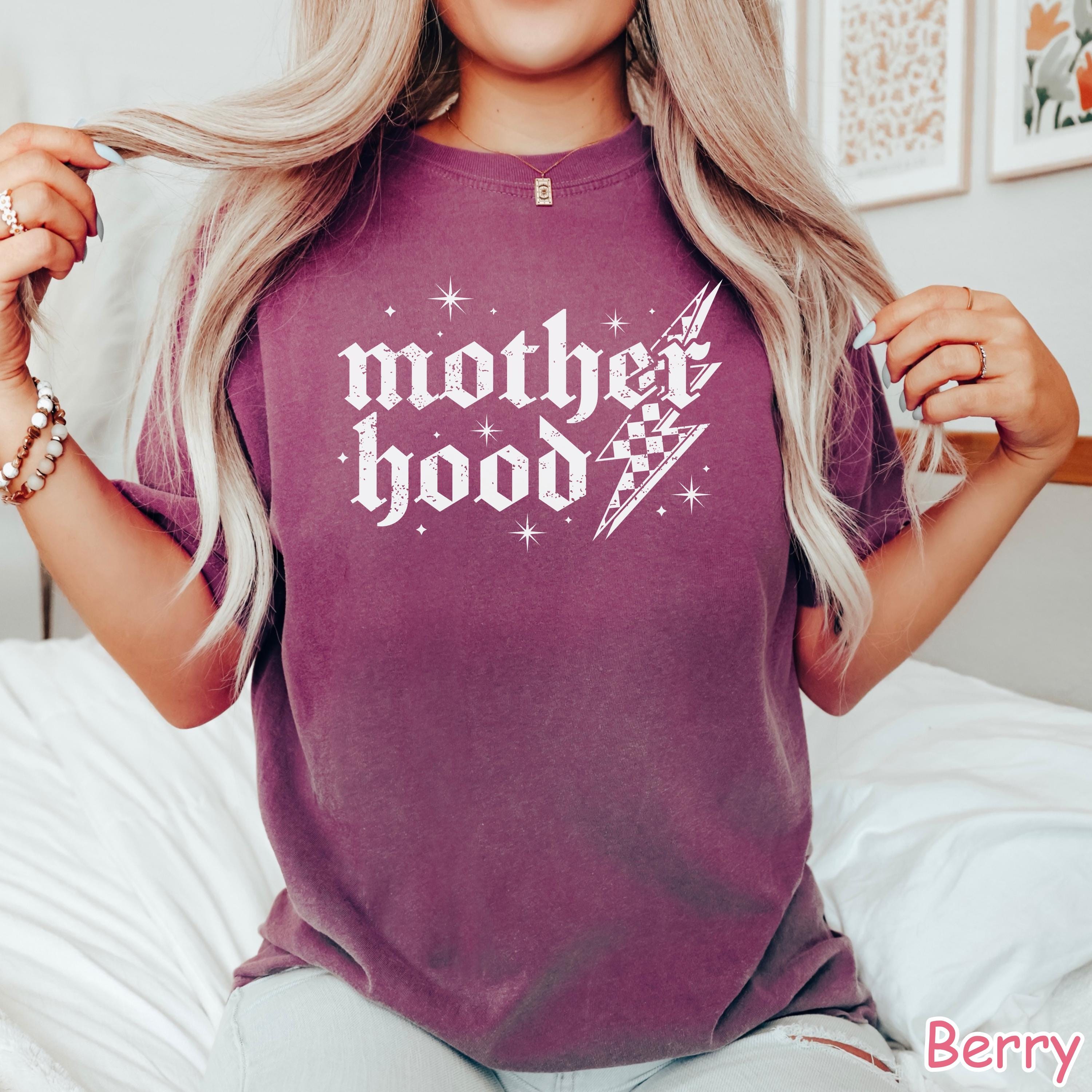 Comfort Colors® Retro Checkered Motherhood Shirt, Cute Mother Hood Shirt, Trendy Mama Tshirt, Oversized Mom Graphic Tee, Cool Mom Club Gift