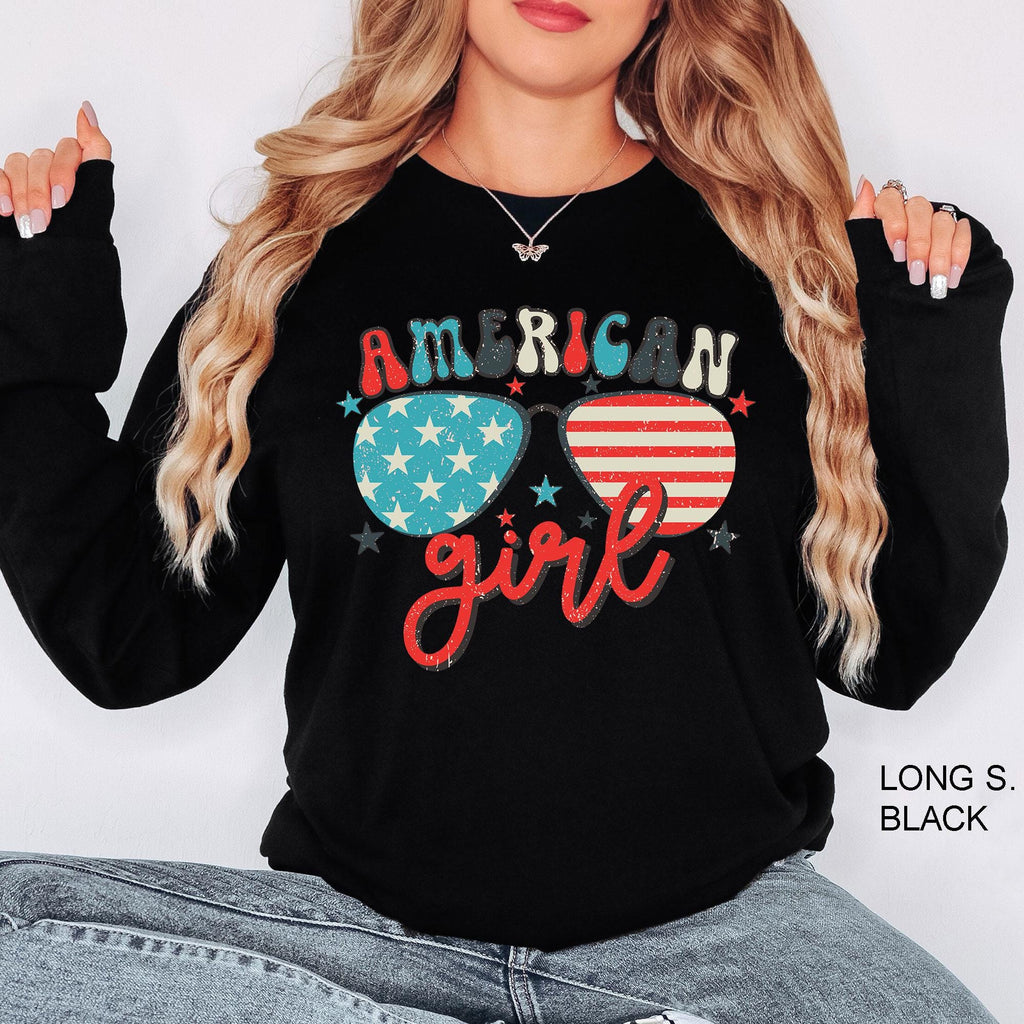 American Girl Sunglasses Shirt, American Girl Shirt, American Flag Shirt, Patriotic Tee, 4th Of July Shirt, 4th July Women Clothing, USA Tee