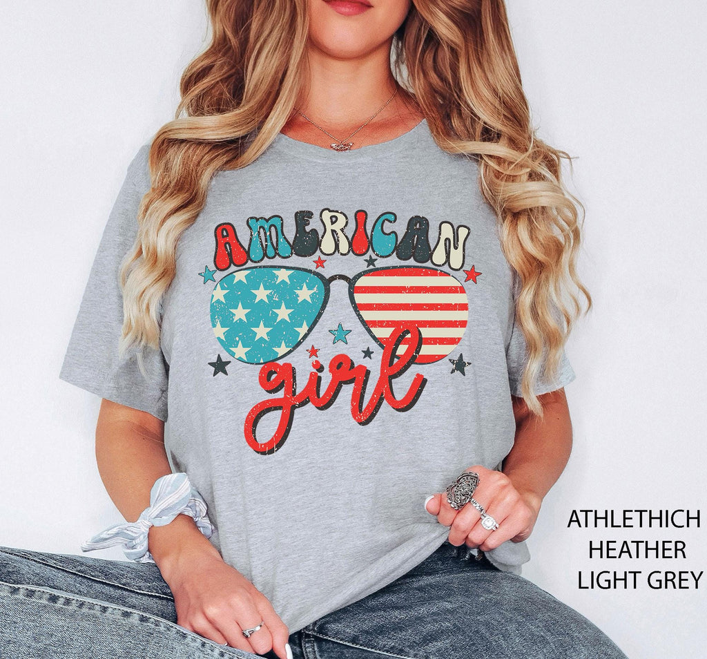 American Girl Sunglasses Shirt, American Girl Shirt, American Flag Shirt, Patriotic Tee, 4th Of July Shirt, 4th July Women Clothing, USA Tee