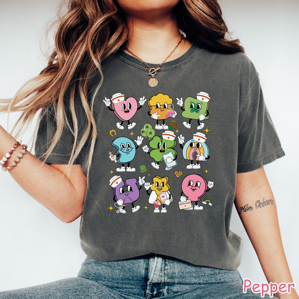 Comfort Colors® St Patricks Day Nurse Shirt, Nurse Shamrock Shirt, St Patricks Day Nurse Gift, Lucky Charm Nursing T-Shirt, Gifts for Nurses