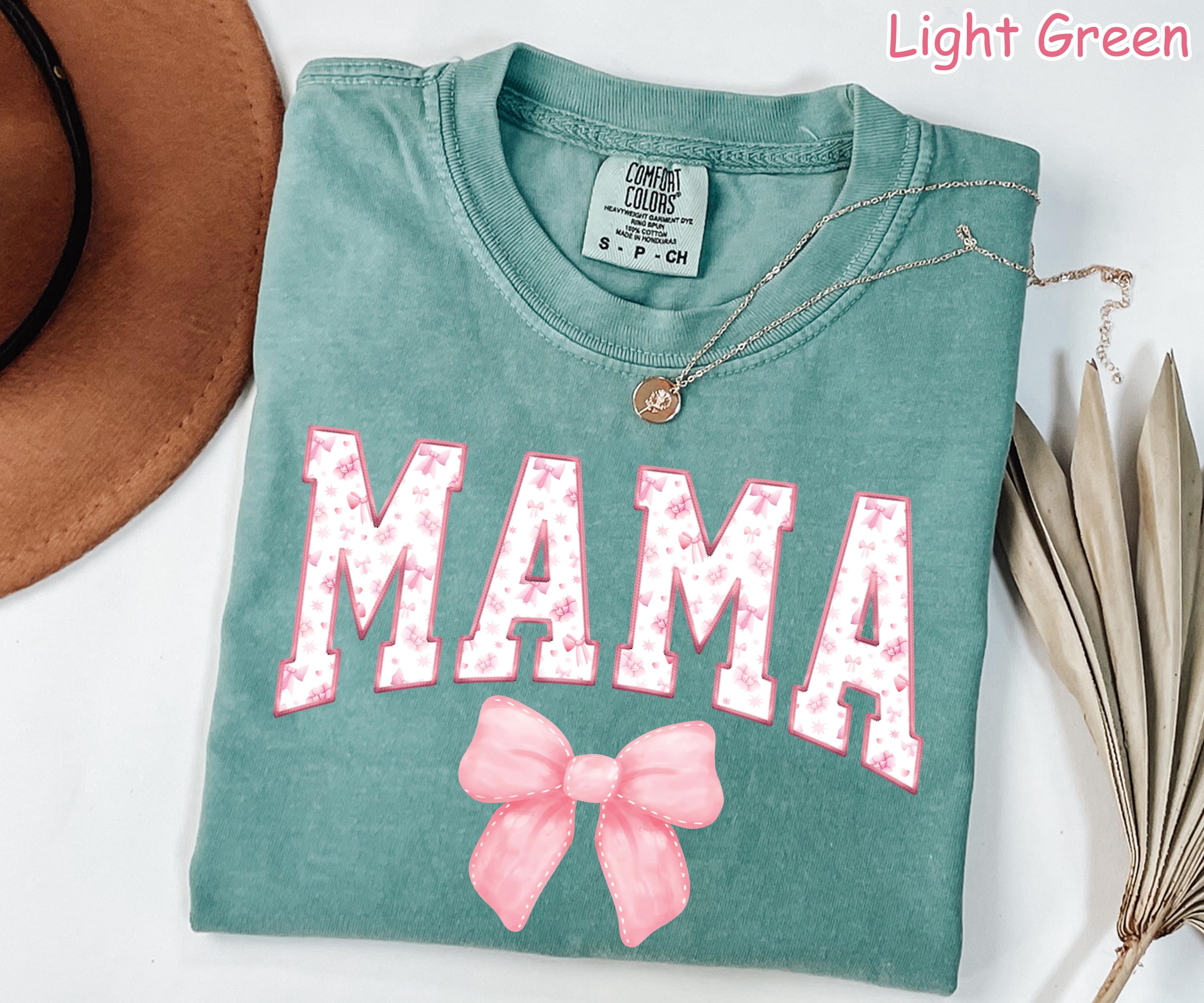 Comfort Colors® Coquette Pink Bow Mama Shirt Unique Mothers Day Gift from Daughter Baby Shower Gift Aesthetic Mom Birthday Gift New Mom Gift