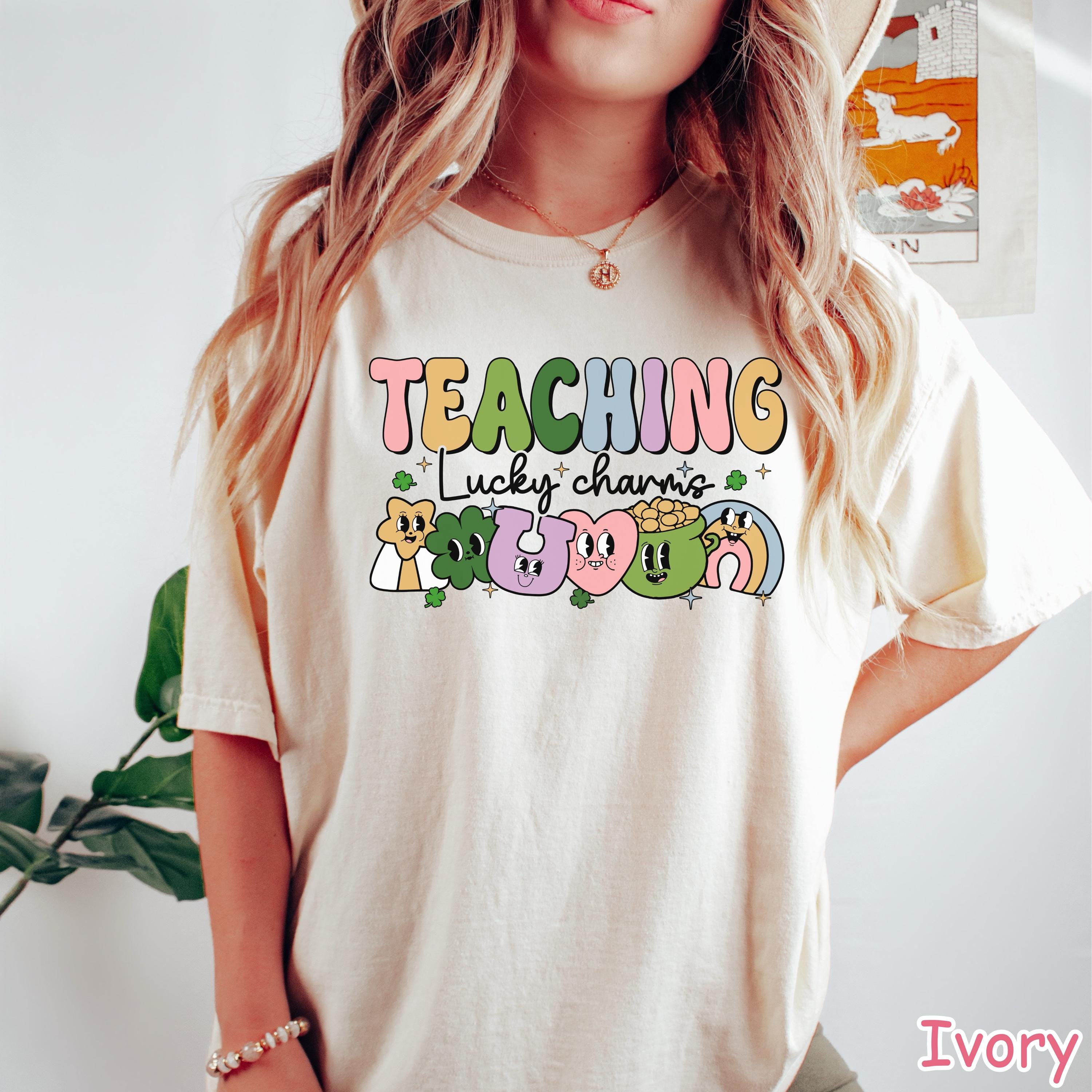 Comfort Colors® Retro St Patricks Day Teacher Shirt, Lucky Charms Teacher Shirt, Saint Patrick's Day Gift for Teacher, Cute Teaching Shirt
