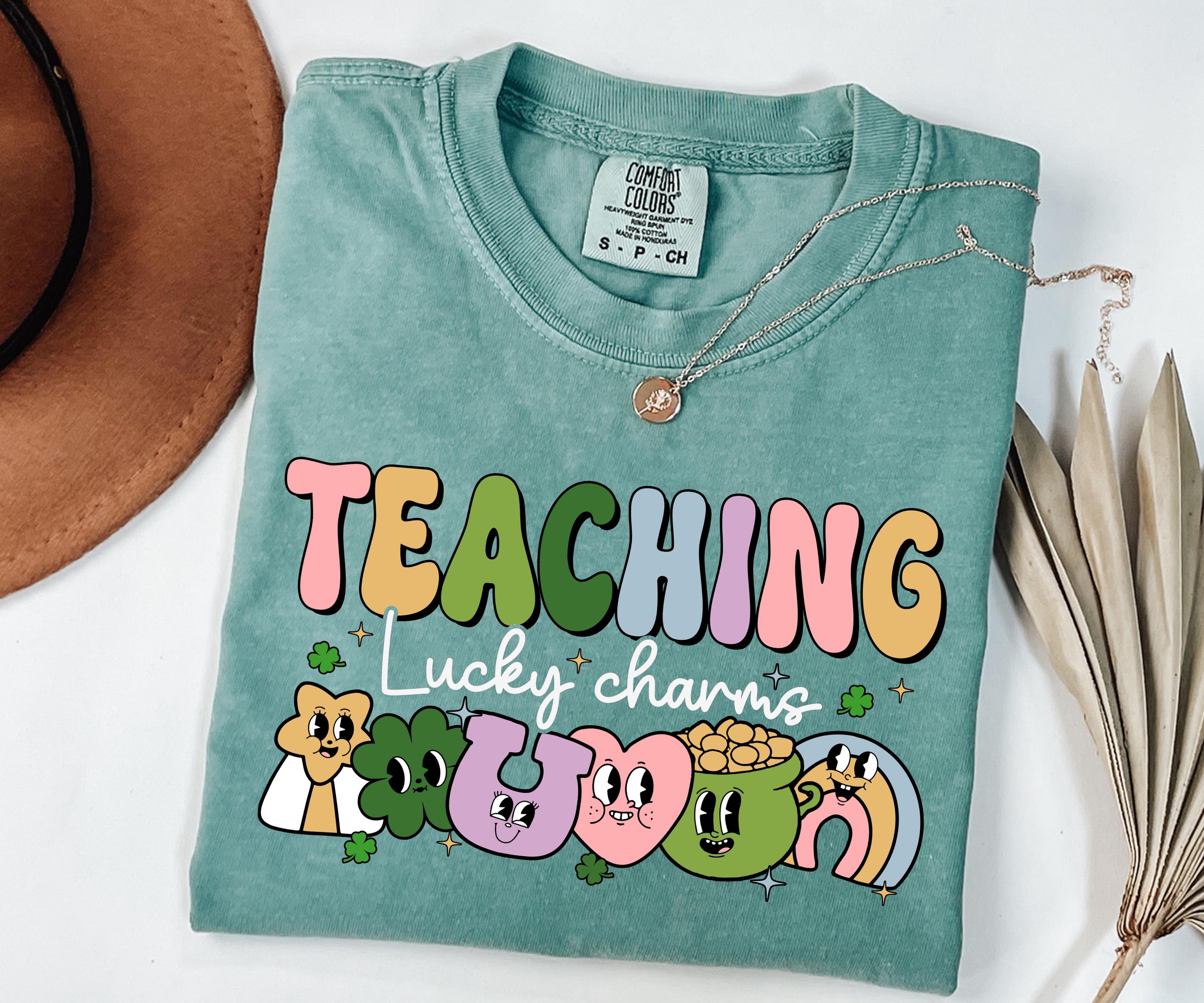 Comfort Colors® Retro St Patricks Day Teacher Shirt, Lucky Charms Teacher Shirt, Saint Patrick's Day Gift for Teacher, Cute Teaching Shirt