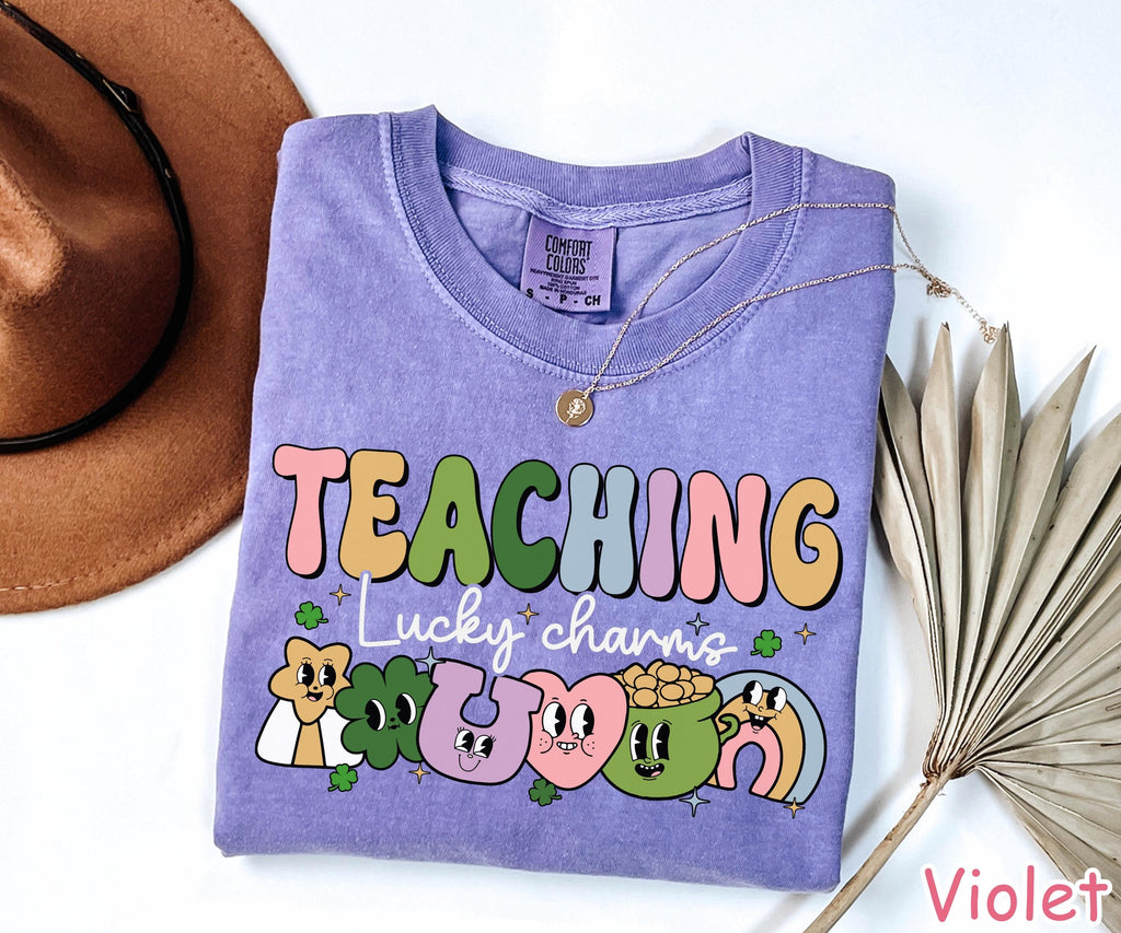 Comfort Colors® Retro St Patricks Day Teacher Shirt, Lucky Charms Teacher Shirt, Saint Patrick's Day Gift for Teacher, Cute Teaching Shirt